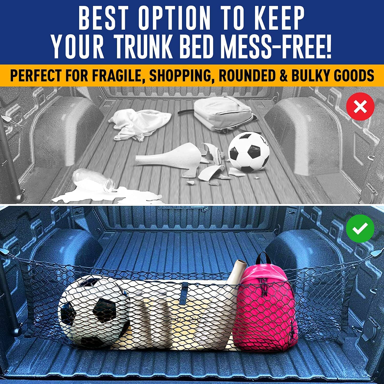 Envelope Style Trunk Mesh Cargo Net For Chevy Silverado Accessories 2013-2024 - Premium Trunk Organizers And Storage - Cargo Net