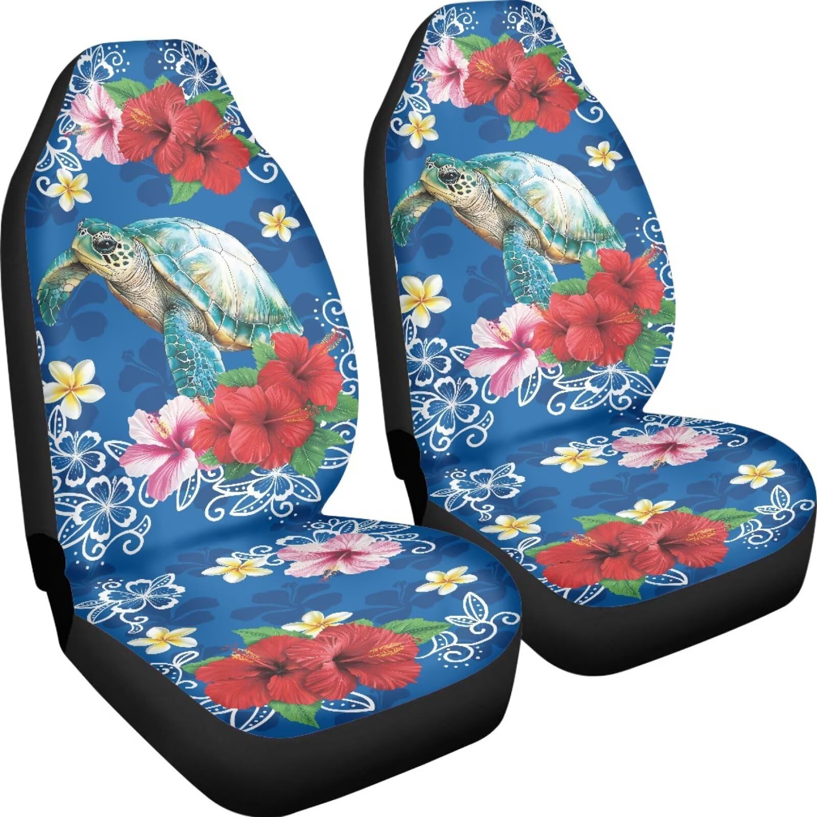 Bigcarjob Floral Turtle Car Seat Cover Full Set Universal Car Interior Accessories Set Car Front Seat Covers Auto Interior Seat