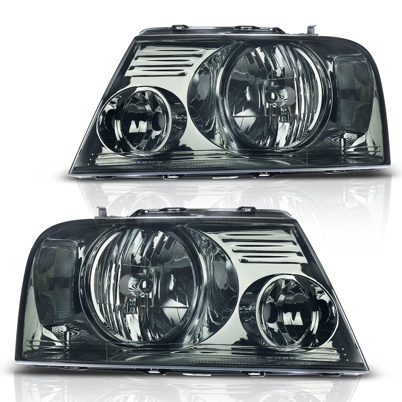 Dwvo Headlights Assembly Compatible With 2004 2005 2006 2007 2008 Ford F-150/06 07 08 Lincoln Mark Lt Oe Headlamp Chrome Housing