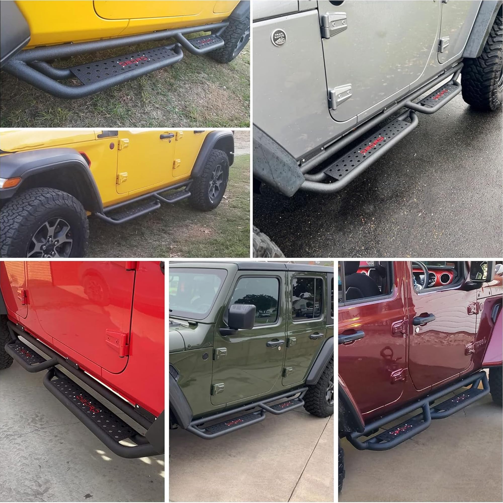 Oedro All-Steel Build Running Boards Compatible With 2018-2025 Jeep Wrangler Jl 4 Door, Bolt-On Side Steps With Leaf Shaped Desi