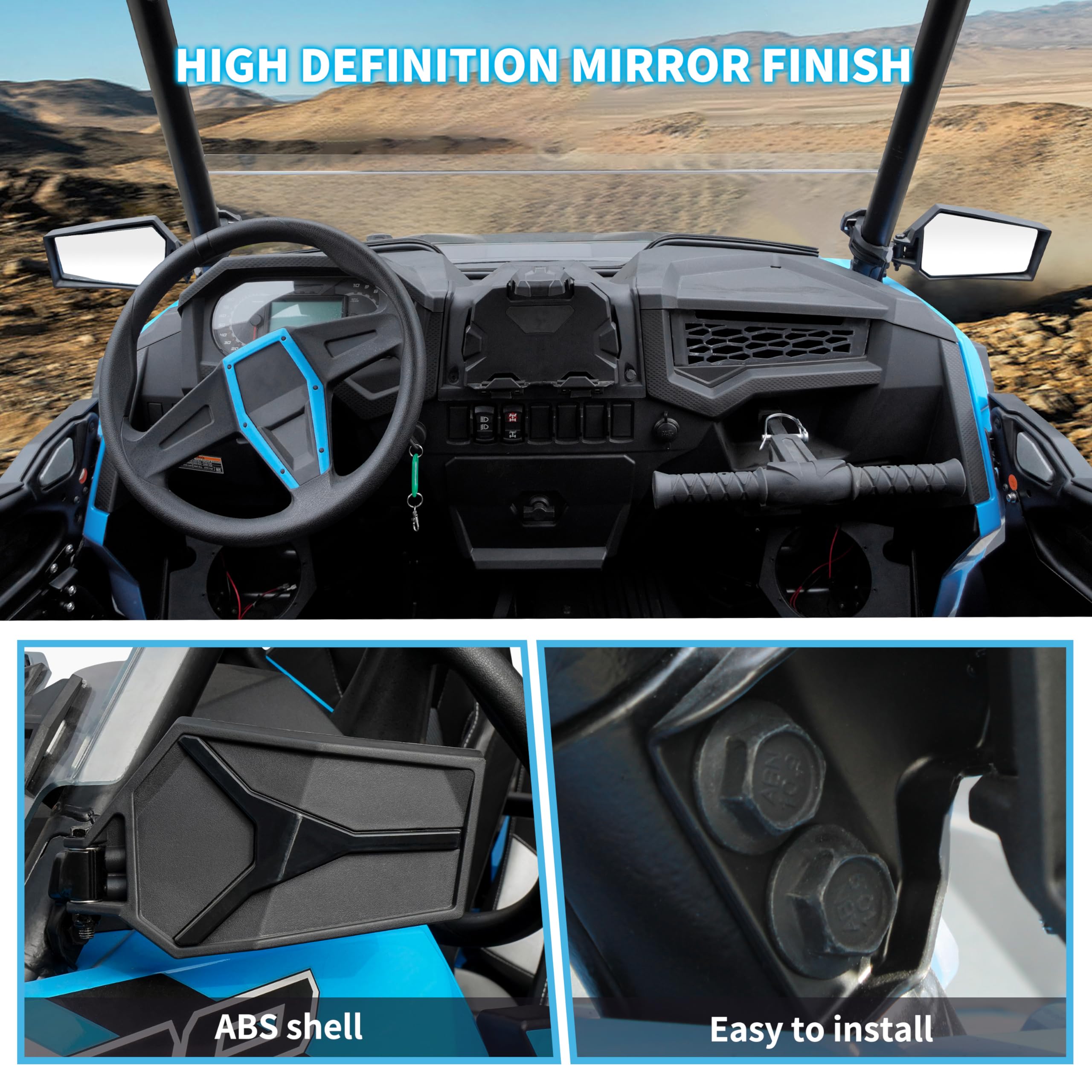 KATIMOTO Rearview Side Mirrors for Polaris RZR XP 1000, Adjustable Folding Clear Rear View Side Racing Mirrors for Polaris RZR X