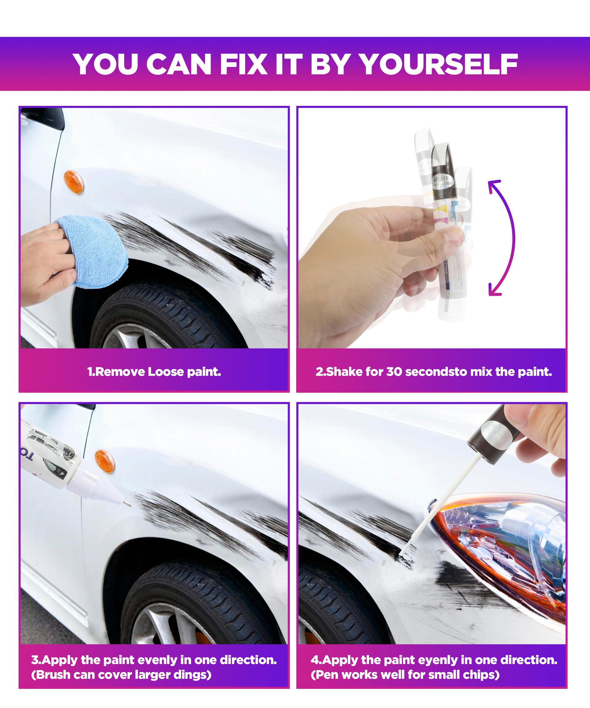 Yakefly Car Touch Up Fill Paint Pen,2-In-1 Automotive Touch Up Paint,Easy & Quick Auto Car Paint Scratch Repair,Special-Purpose