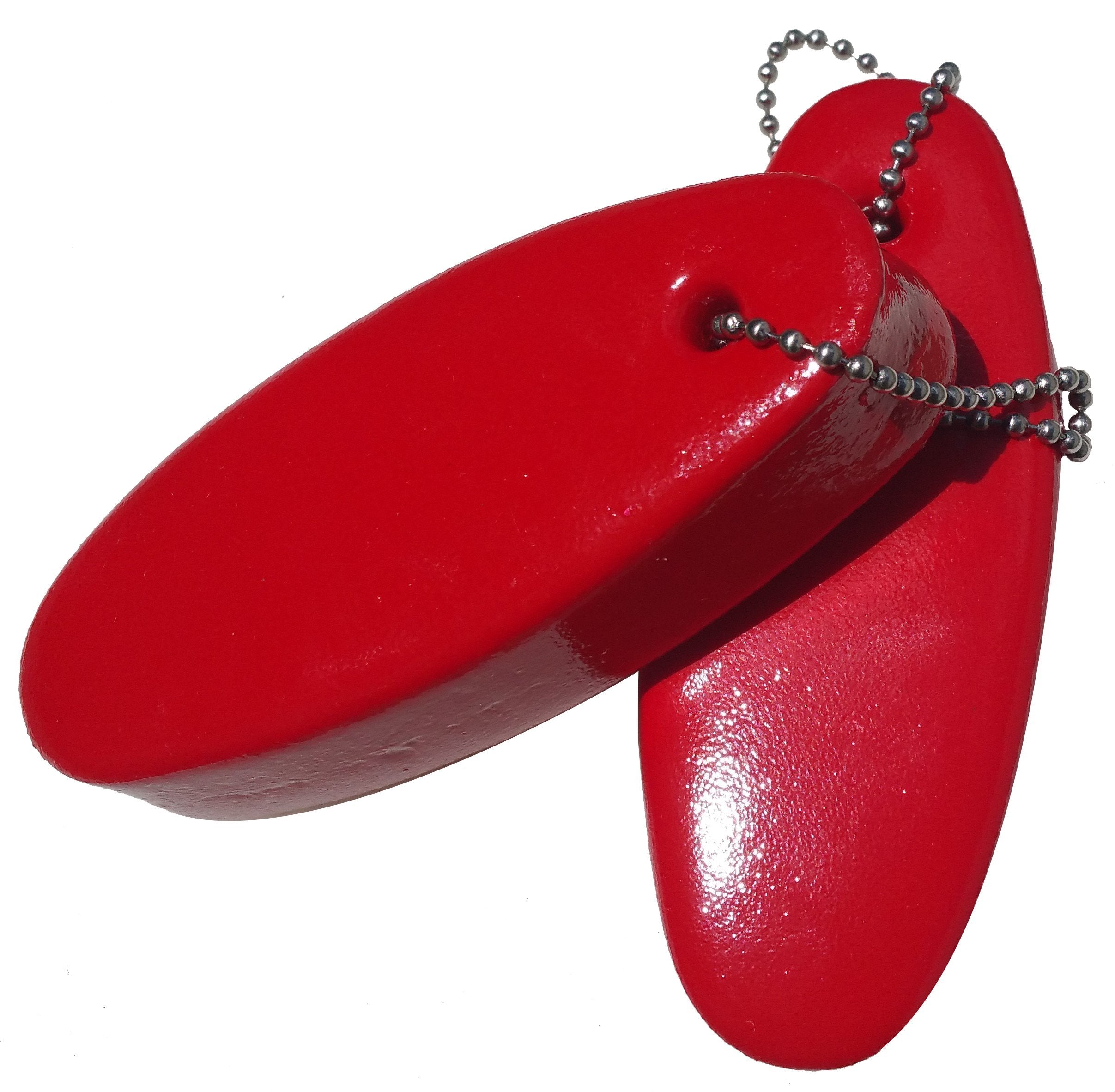 2 Pack Jumbo Vinyl Coated RED Floating Keychain Key Floats -Made in The USA- (Red)