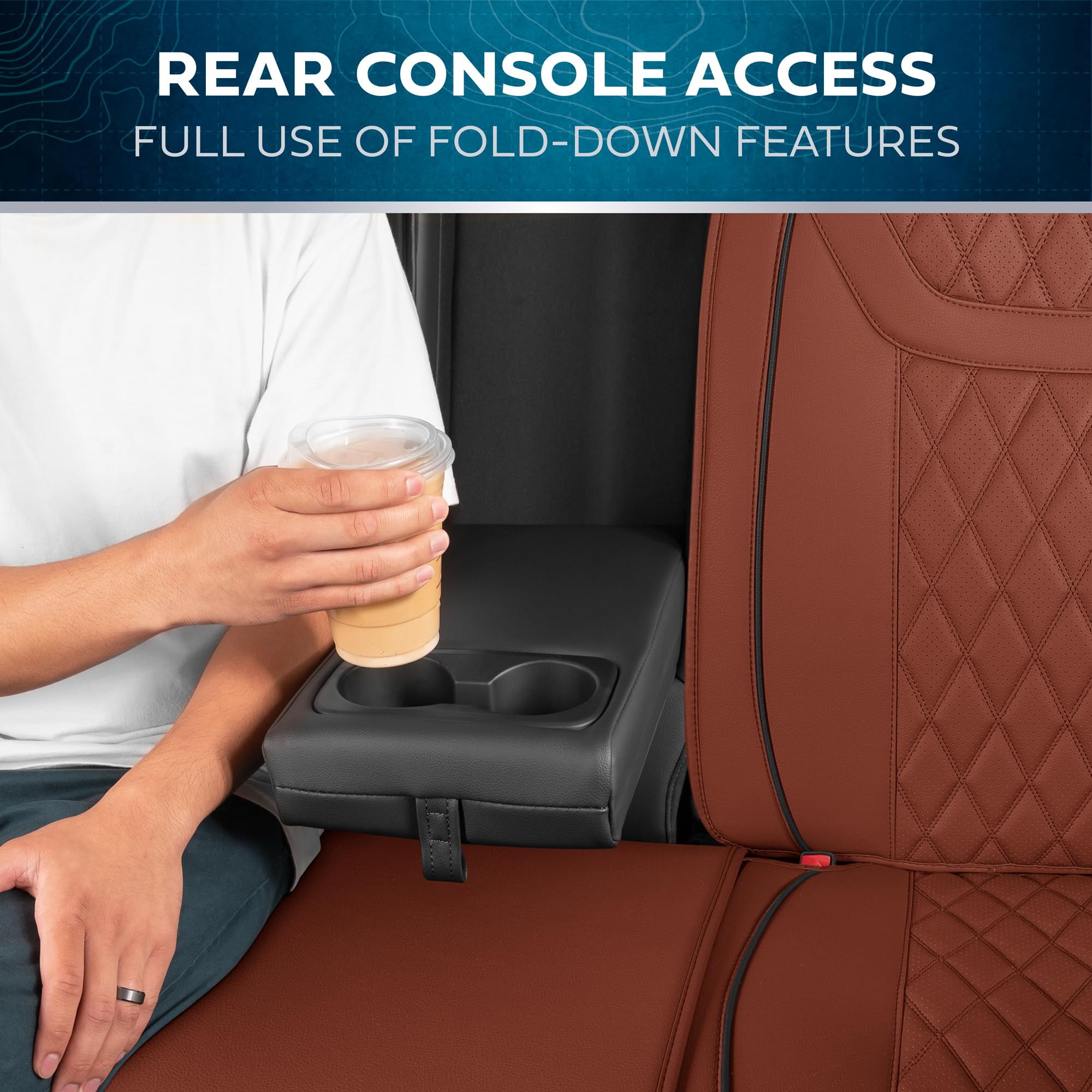 Motorbox Car Seat Covers - Ranch Leatherette Faux Leather Terracotta Seat Covers For Car - Diamond Stitched Cushioned Seat Prote