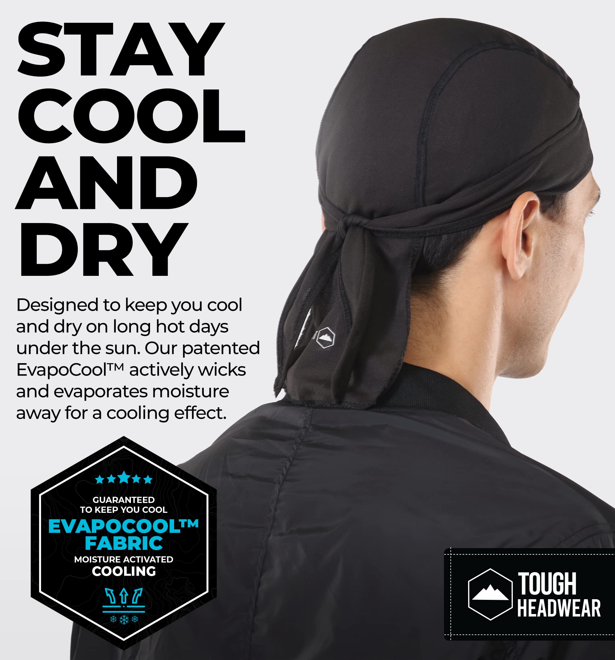 Tough Headwear Skull Caps - Head Wraps For Men - Summer Mens Dreads Do Rag - Cooling Helmet Liners - Hard Hat Liner, Du Rag - Wo