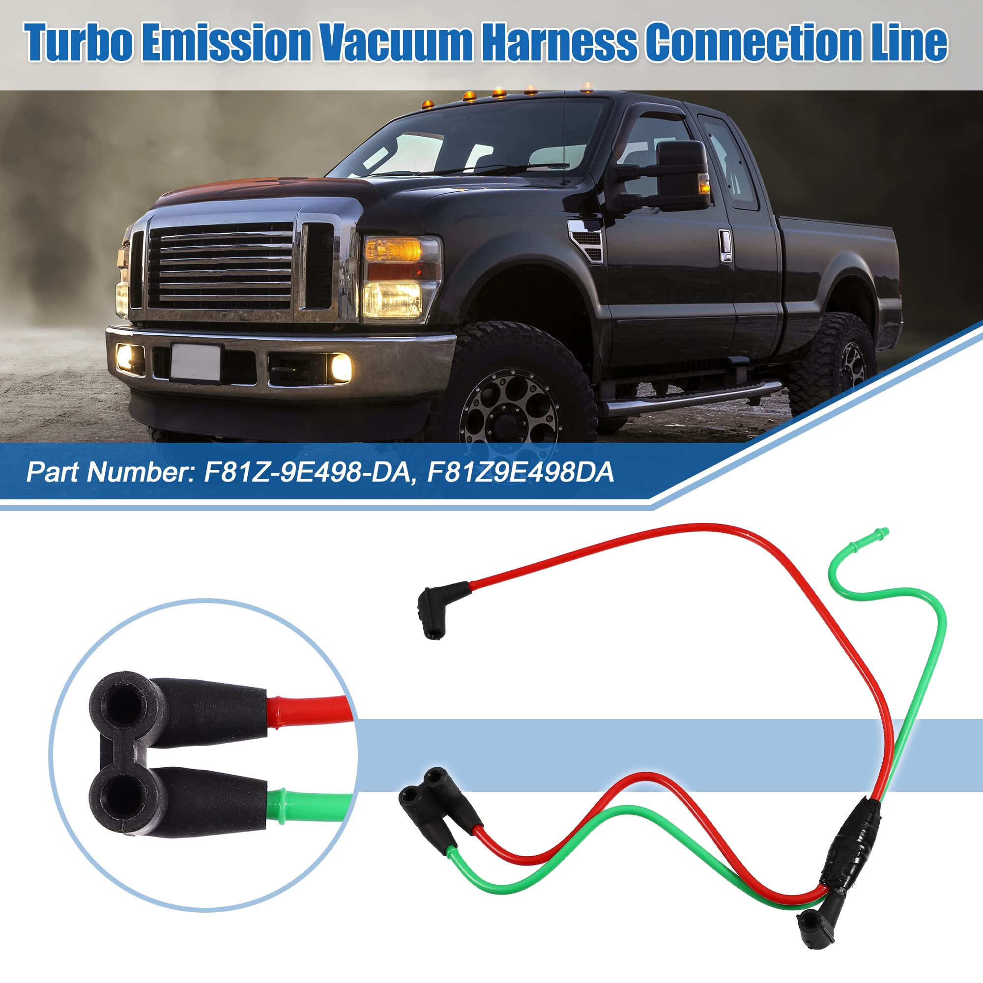 X AUTOHAUX Turbo Emission Vacuum Harness Connection Line F81Z-9E498-DA for Ford F250 F350 F450 F550 Super Duty 1999-03 for Ford