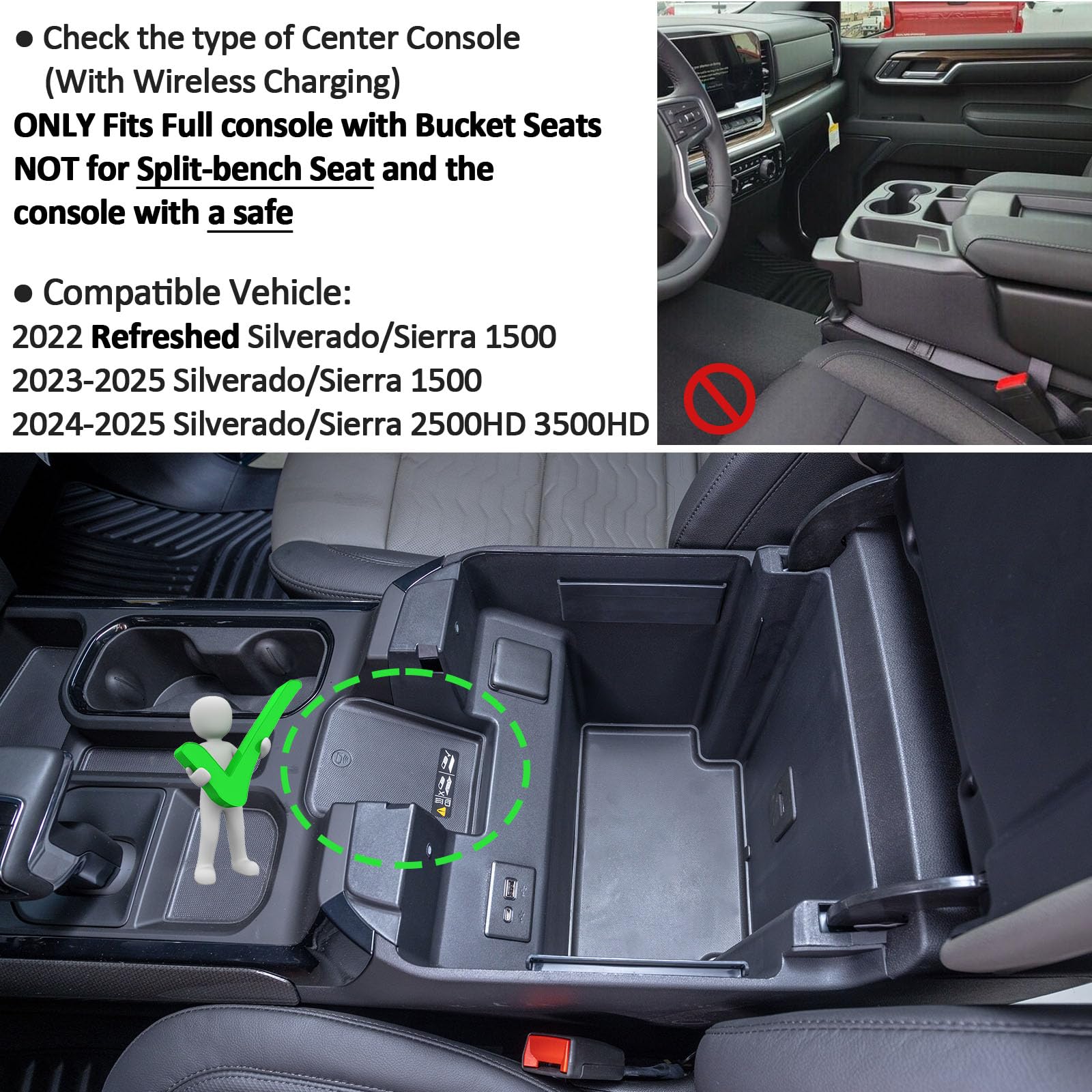 Topinstall 22-25 Red Refreshed Full Tray Compatible With 2022-2025 Silverado/Sierra 1500 And 2024-2025 Chevy Silverado/Gmc Sierr