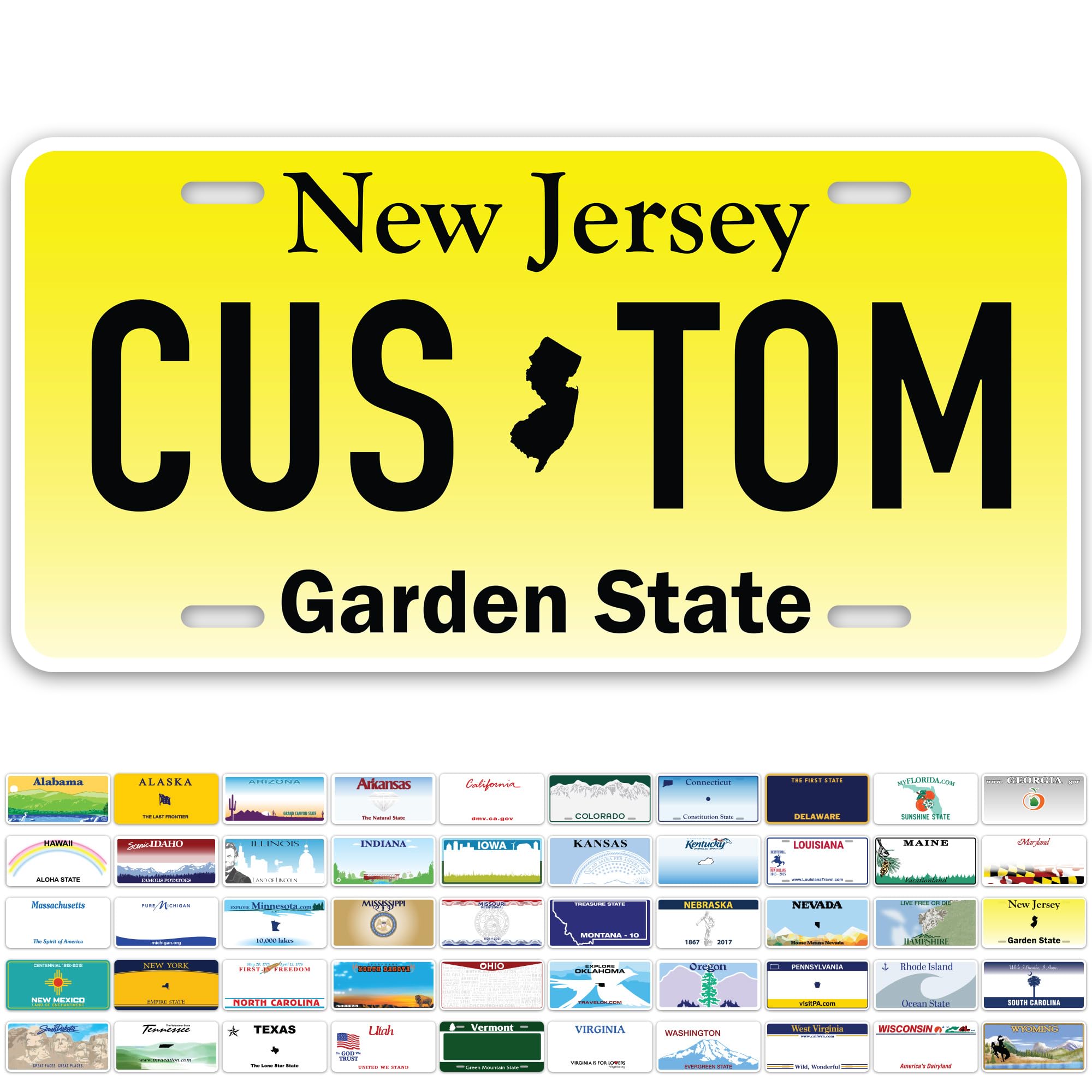 Custom New Jersey License Plate, Personalized License Plates For Car, 6X12 Inch, Rust-Free Fade Resistant Aluminum, Usa Made By