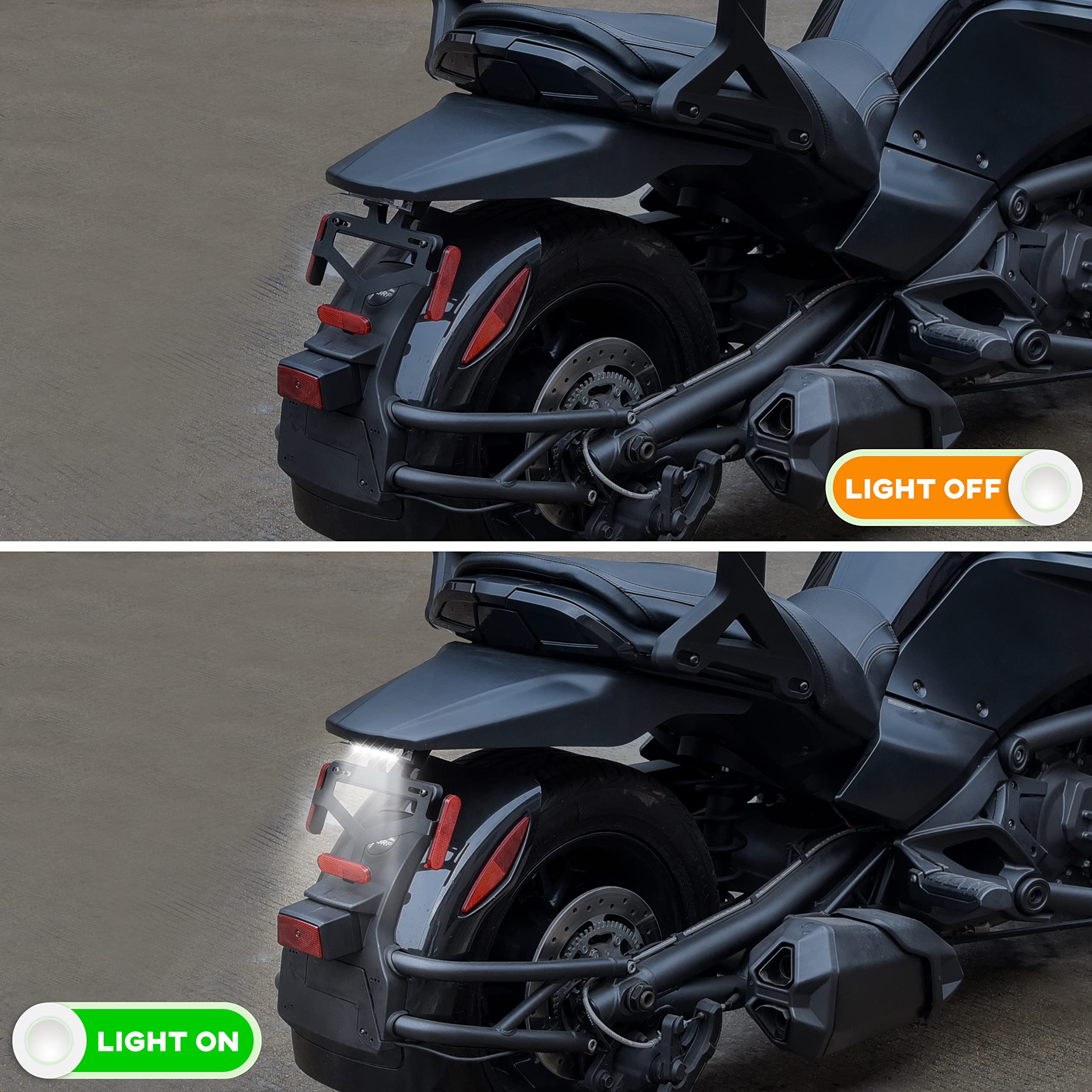 SAUTVS Rear Fender Extender for Can Am Spyder F3 2015-2024, Rear Short Fender with License Plate Holder LED Plate Light Street L