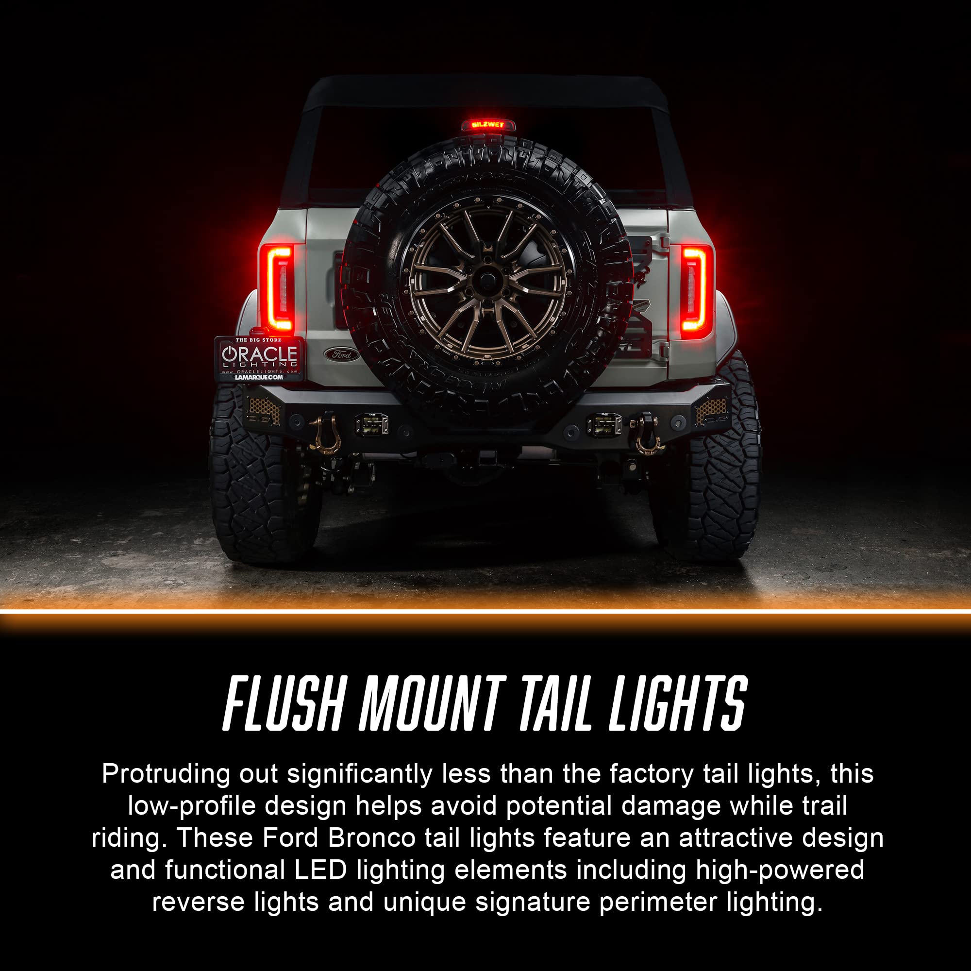 Oracle Lighting Flush Style Led Tail Lights For 2021-2024 Ford Bronco | Part 5892-504-T (Tinted Lense)