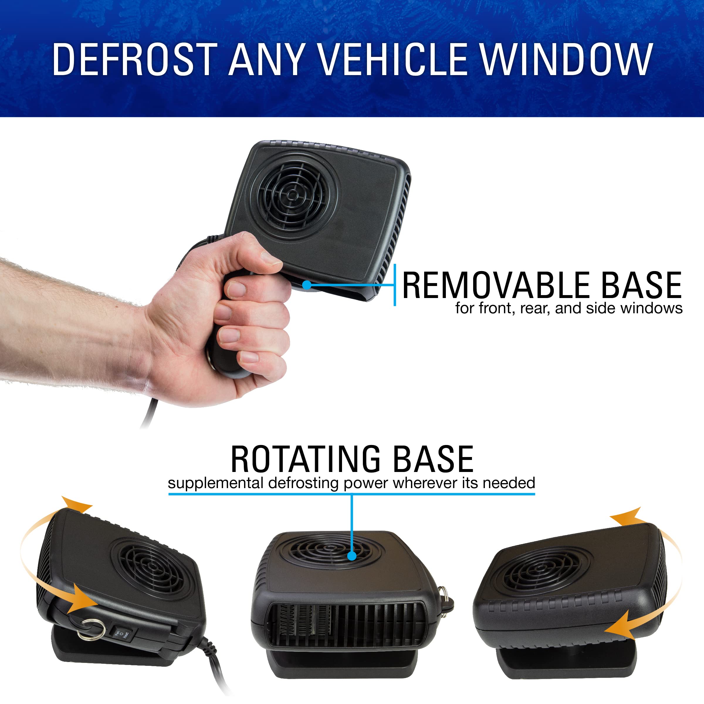 Subzero 12650 12V Portable Window Defroster For Car, Truck, Suv, Jeep, 2 In 1 Fast Car Heater And Defogger With Plug In Cigarett