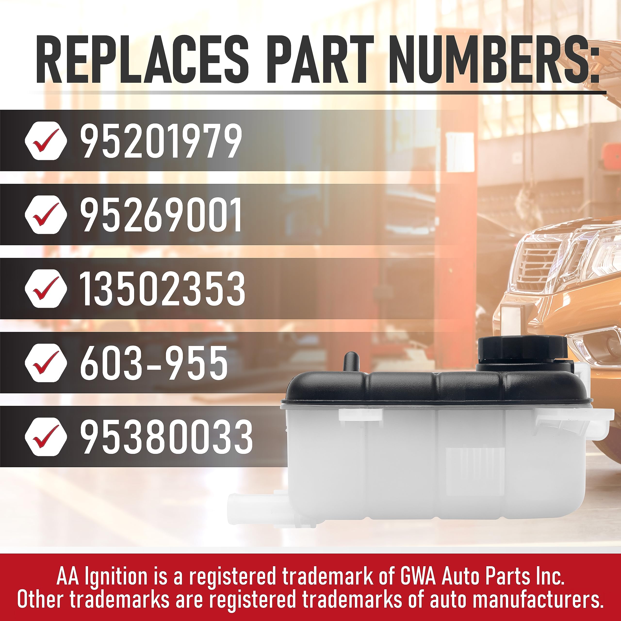 Replacement Radiator Coolant Overflow Expansion Tank Kit With Cap And Sensor - Compatible With Buick And Chevy Vehicles - Encore