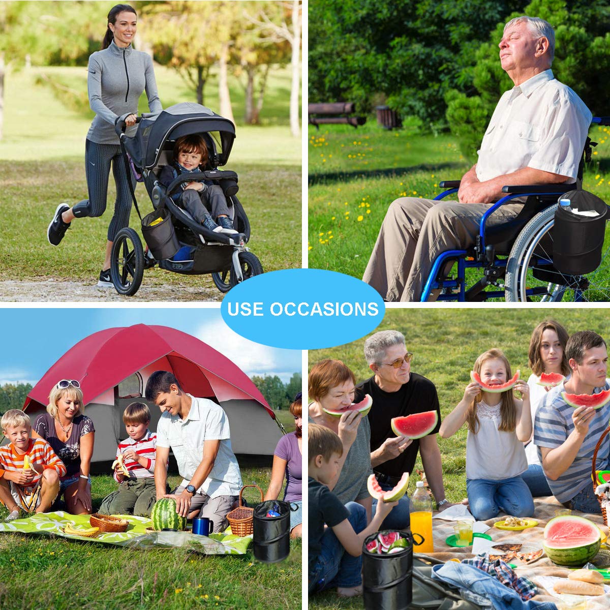 Kitbest Car Trash Can, Leak Proof Garbage Bin, Collapsible Pop-Up Water Proof Bag, Portable Waste Basket Bin, Rubbish Bin (Black