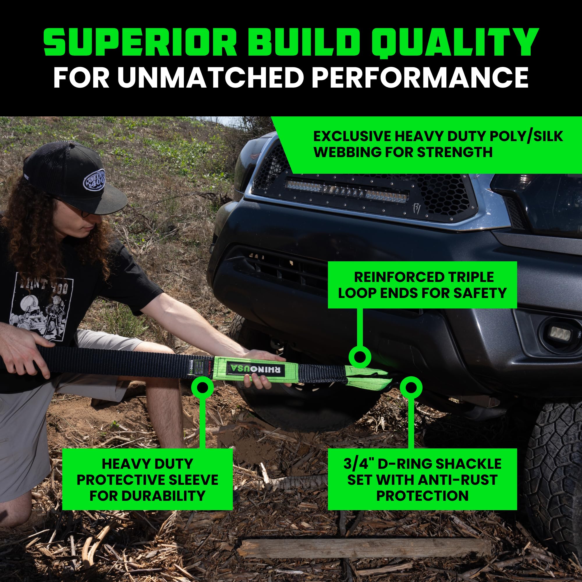 Rhino Usa Heavy-Duty Recovery Gear Combos Off-Road Truck Vehicle Recovery, Best Offroad Towing Accessories - Backed For Life (30
