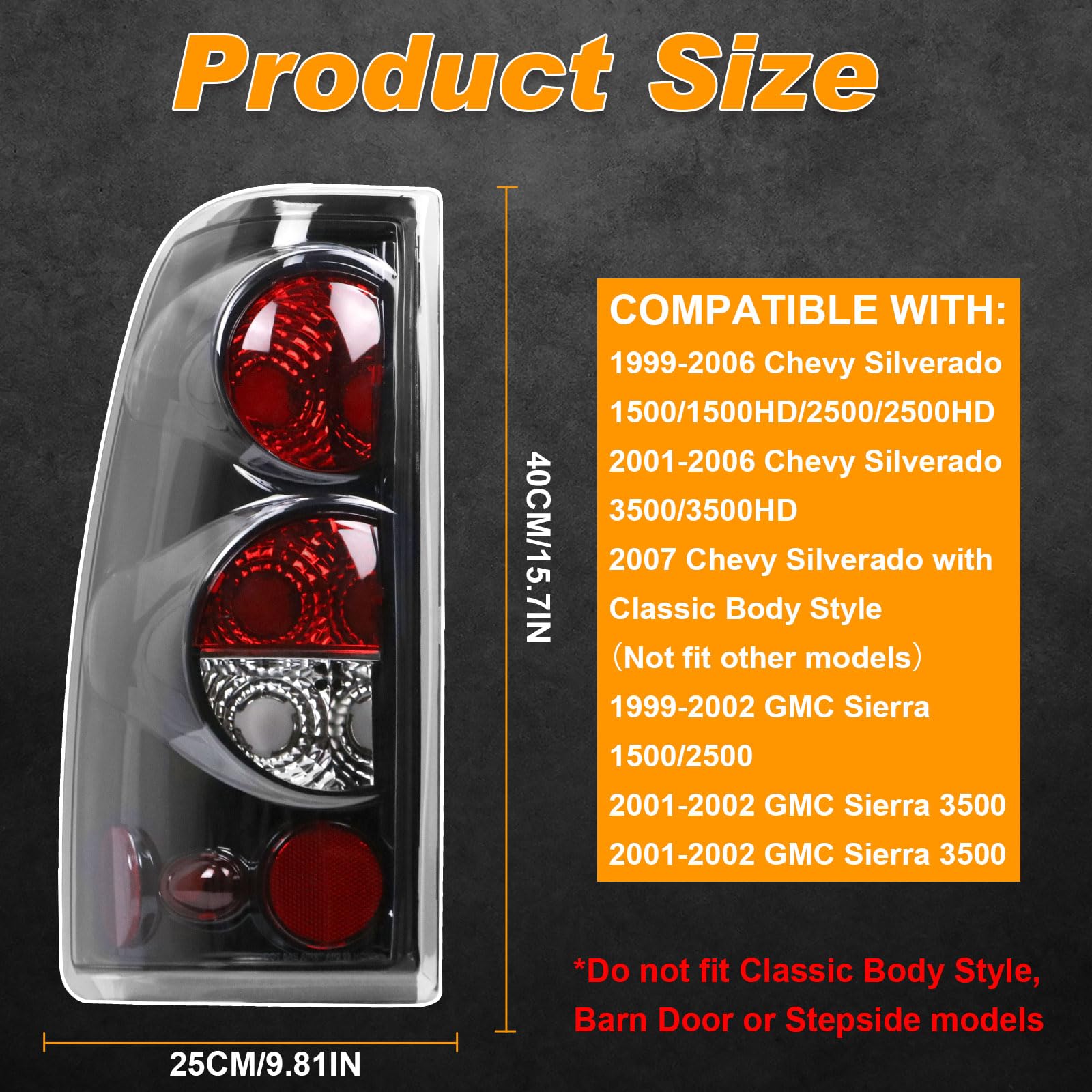 Nakuuly Tail Light Black Compatible With 1999-2006 Chevy Silverado 1500 2500 3500 2007 Classic, 1999-2002 Gmc Sierra 1500 2500 3