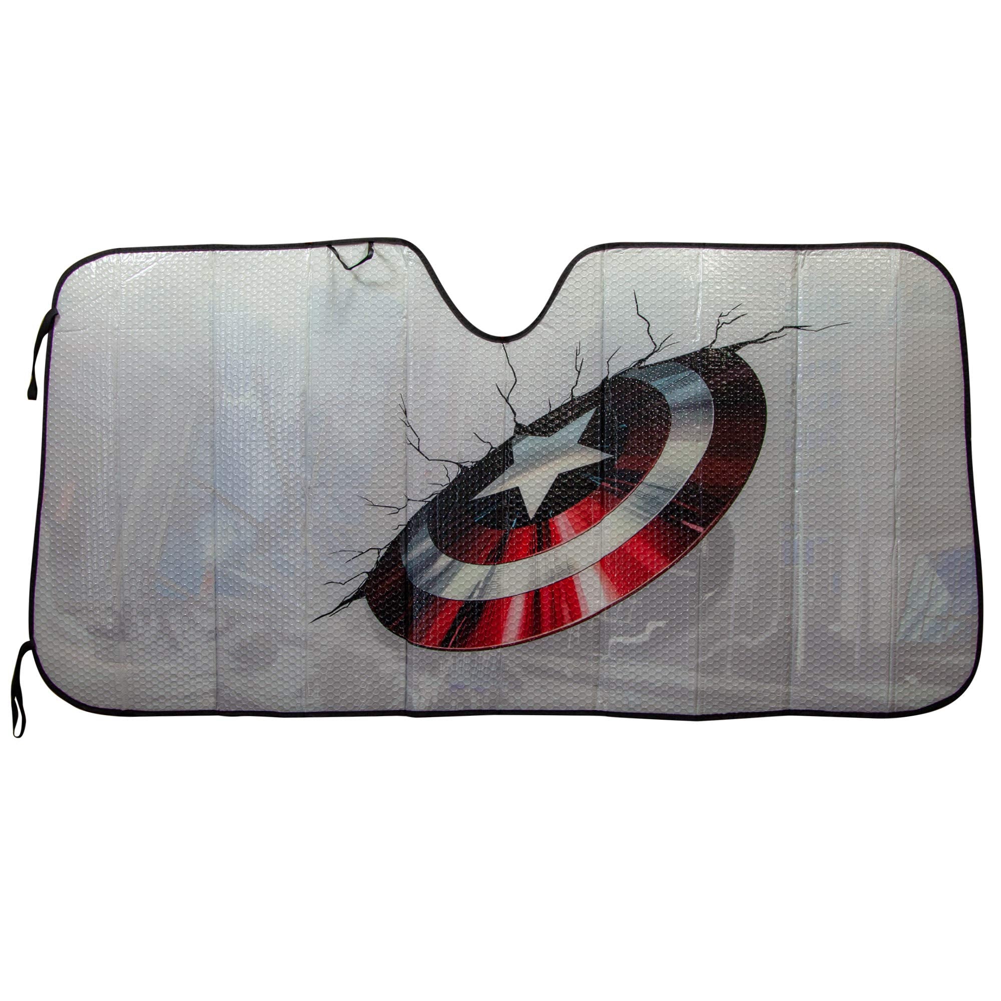 Plasticolor 003756R01 Captain America Marvel Broken Shield Accordion Bubble Sunshade