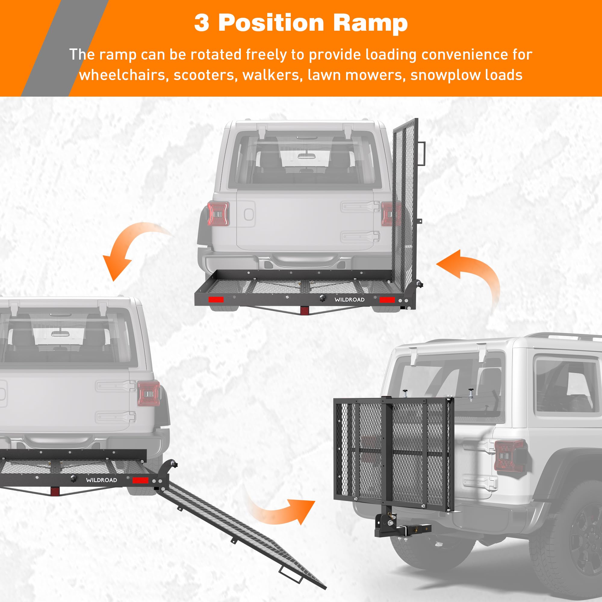 WILDROAD Hitch Cargo Carrier with Ramp 50 x 29 x 4 500 LBS Folding Trailer Hitch Cargo Carrier Fits 2 Receiver with Hitc