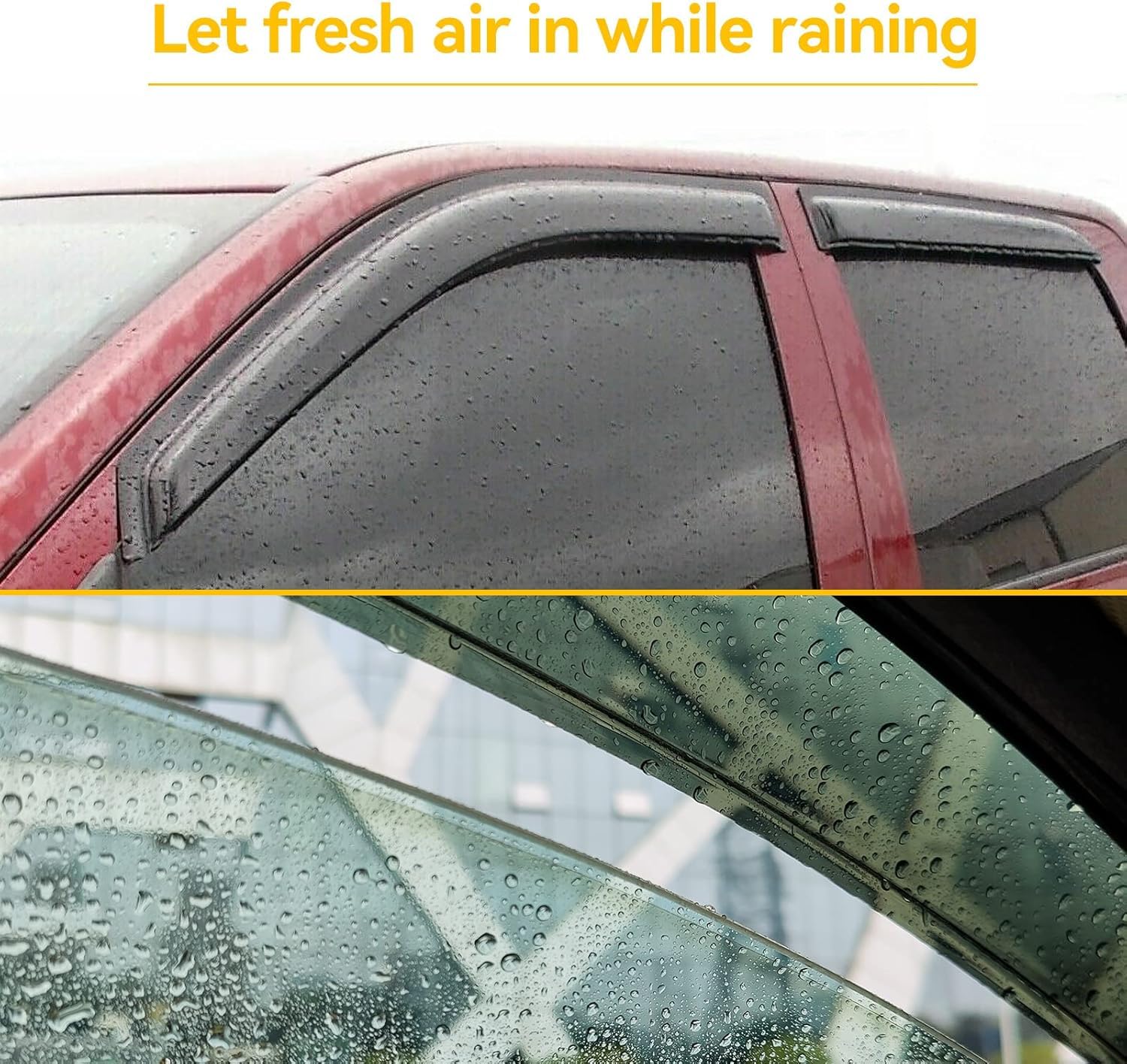 Window Rain Guards For 2014-2018 Chevy Silverado/Gmc Sierra 1500 Crew Cab, Out-Channel Window Vent Visors Wind Shades Deflector