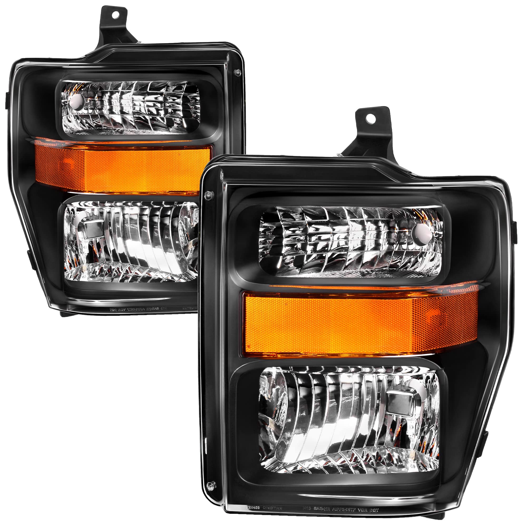 Autosaver88 Headlight Assembly Compatible With 2008-2010 Ford F250 F350 F450 Super Duty Headlamp Chrome Housing Clear Lens