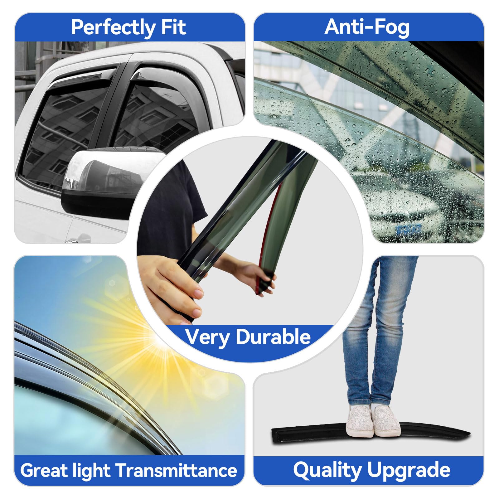 YQAUTEC Window Visors Rain Guards for 2013-2017 Honda Accord Coupe, Smoked Out-Channel Deflectors, Model YD-T2-0032
