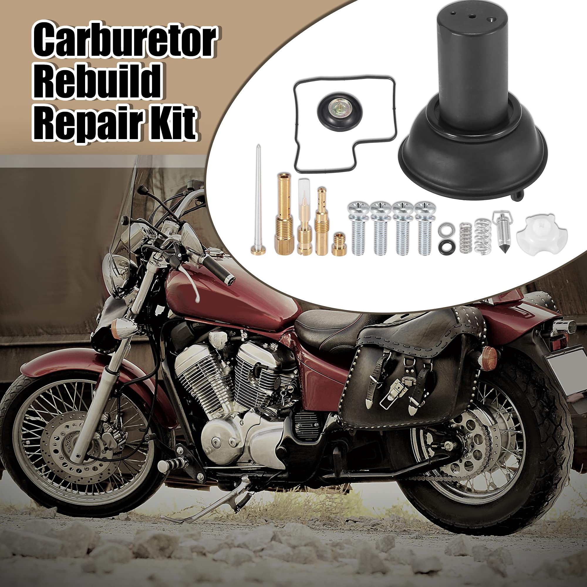 Motoforti 2 Kits Motorcycle Carburetor Repair Rebuild Parts For Honda Shadow Vlx 600 1994-2003 Carb Repair Tools