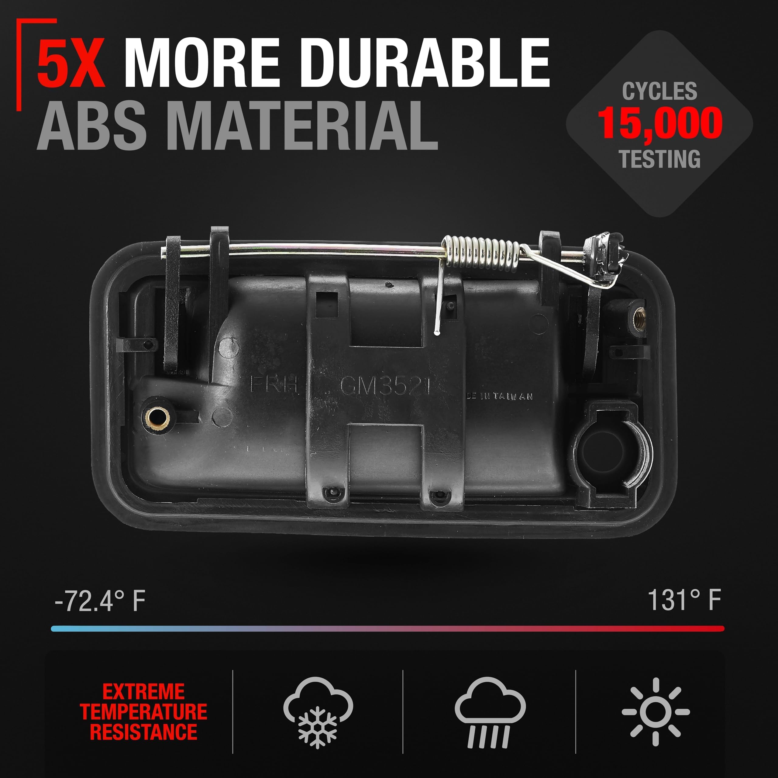 Exterior Front Passenger Door Handle, Upgraded Metal - Compatible With 1995-2000 Chevrolet, Gmc C/K 1500 2500 3500 Suburban Taho