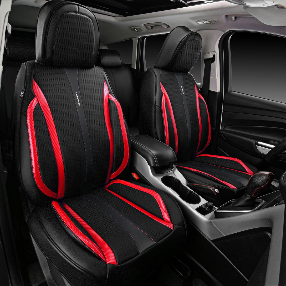 Car Pass Nappa Leather Car Seat Covers Front, Waterproof Leatherette Seat Covers Front Seat Only, Anti-Slip Driver 2 Seats Cushi