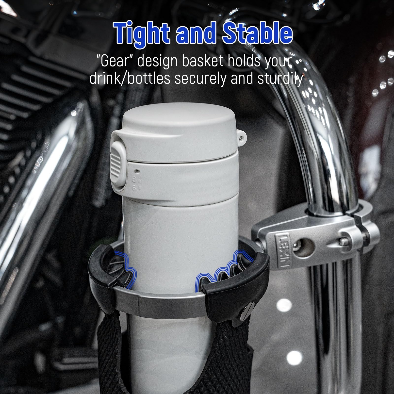 LEXIN C3 Motorcycle Cup Holder for Harley Davidson, Drink Holder with 360Swivel Ball-Mount, Aluminum Clamp for 7/8'' to 1 1/4''