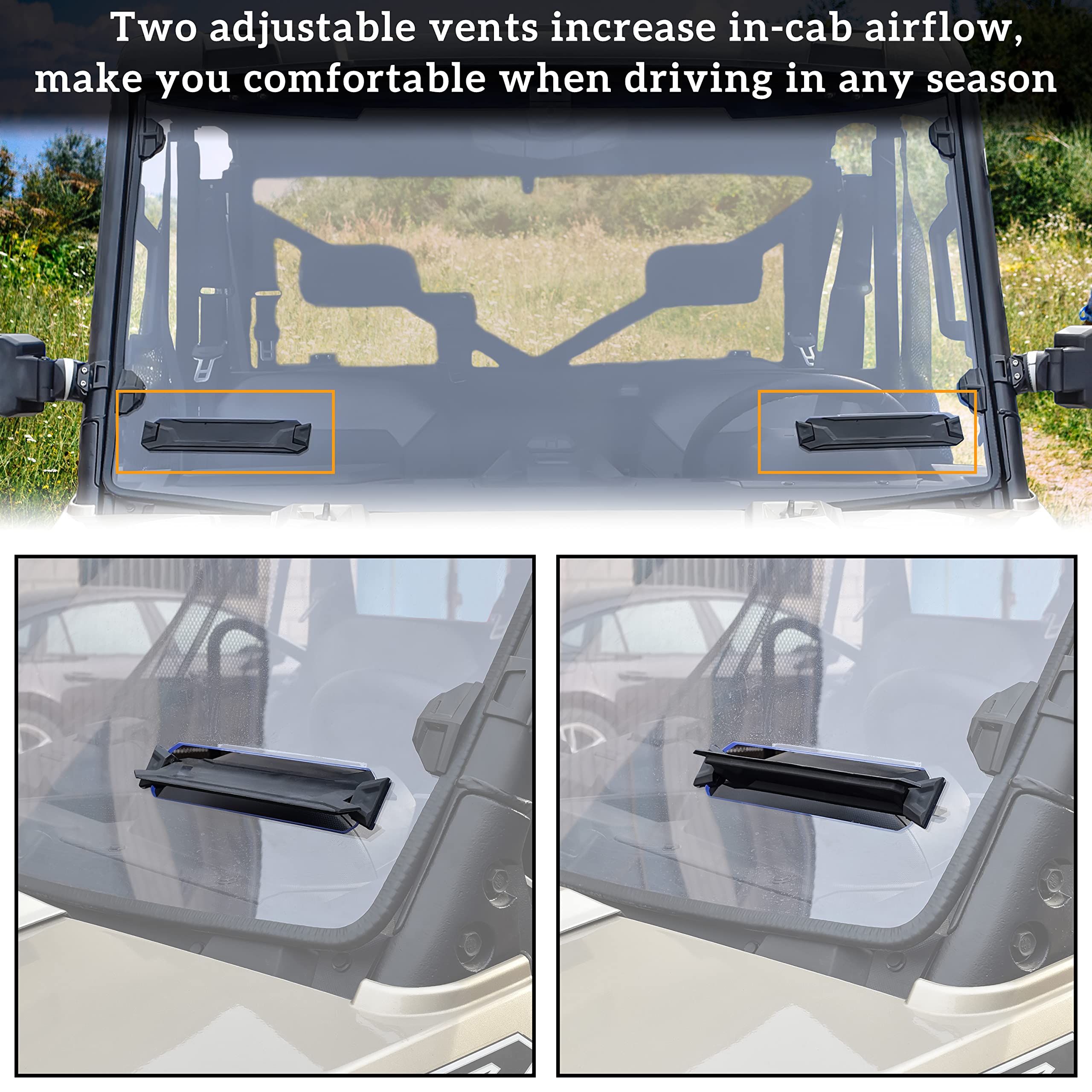 SAUTVS Full Windshield for Ranger XP 1000, Clear Dustproof Durable Hard Coat Poly Vented Full Windshield for Polaris Ranger XP 1