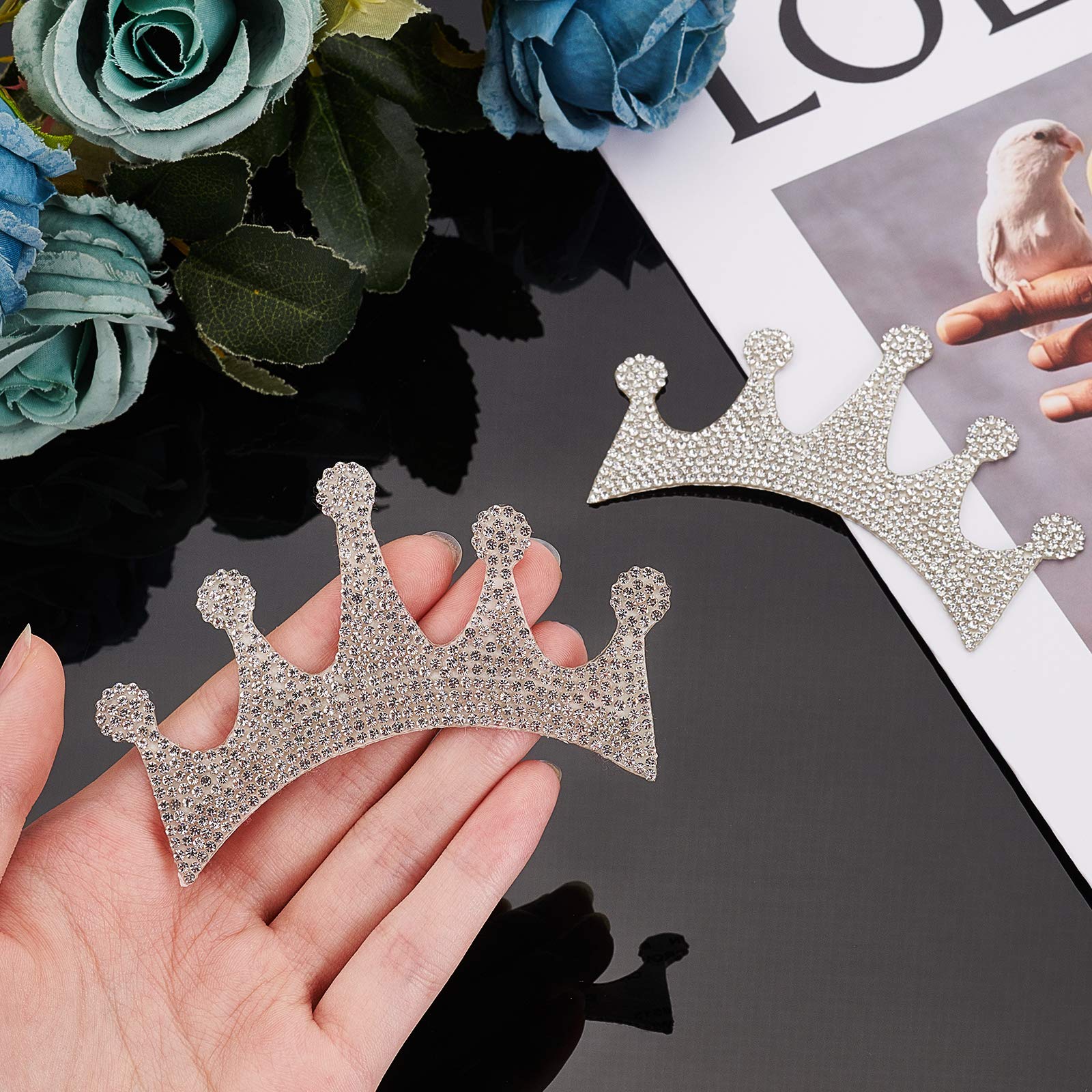 Superfindings 2Pcs Queen Princess Crown Stickers Rhinestone Crown Sticker Silver Crown Car Decor Waterproof For Cars Bumper Wind