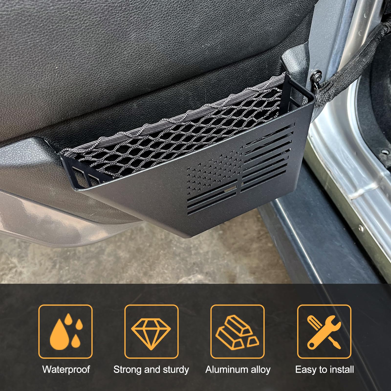 Maiker Metal Rear Door Storage Box, Door Side Insert Organizer Box Pockets For 2007-2018 Jeep Wrangler Jk 4 Door 2Pcs(Black)