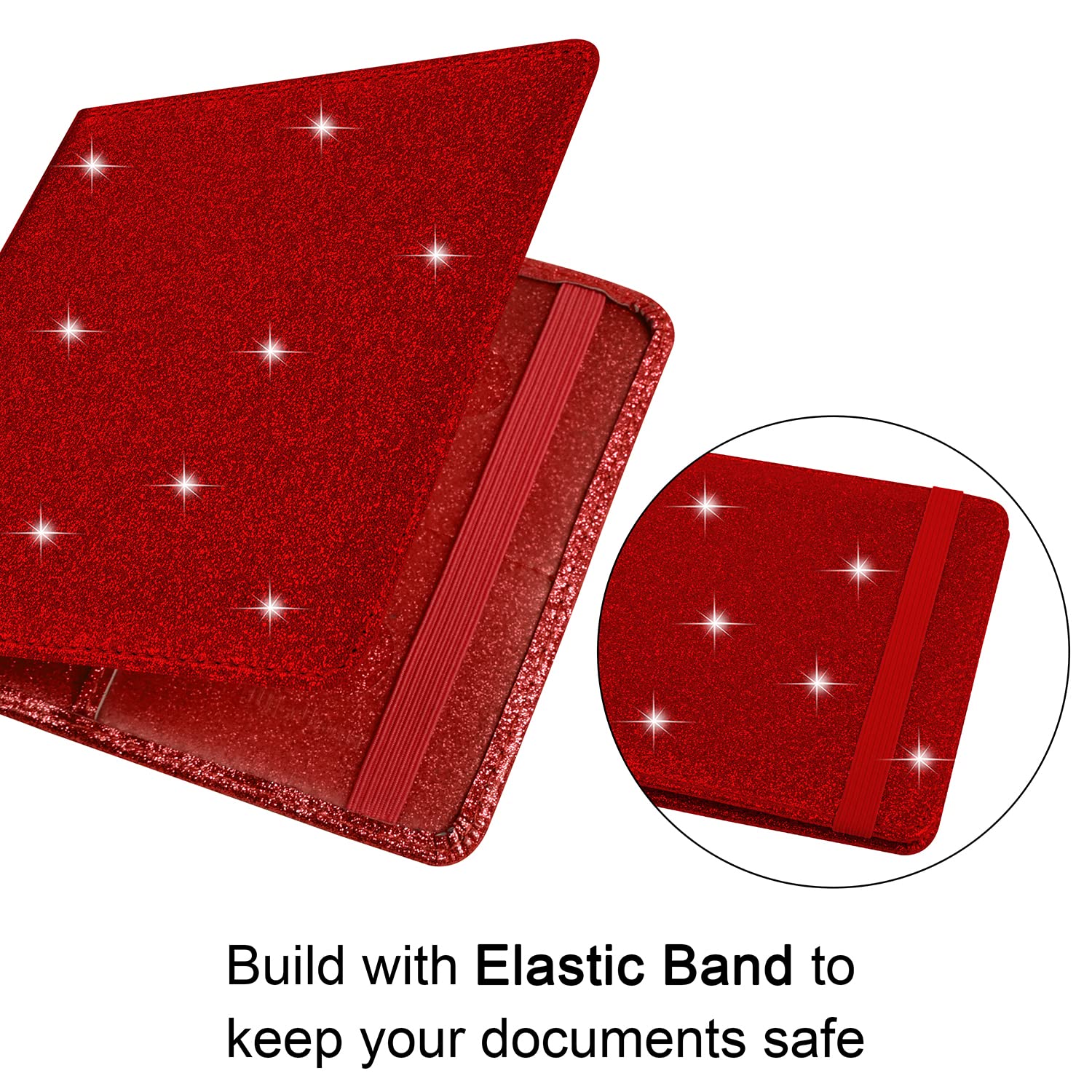 Wisdompro Car Registration And Insurance Holder Glitter Pu Leather Glove Box Organizer Wallet For Document, Id, Driver'S License