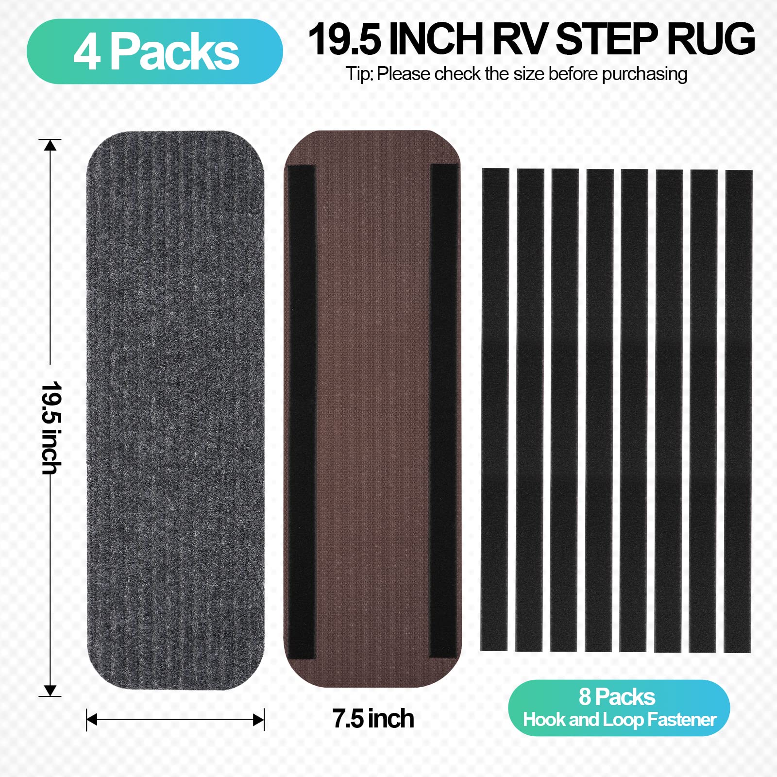 ESUDNT RV Step Covers 4 Pack 19.5 * 7.5    Camper Step Cover, RV Step Rug, RV Step Carpet, RV Stair Covers Compatible with Lippe