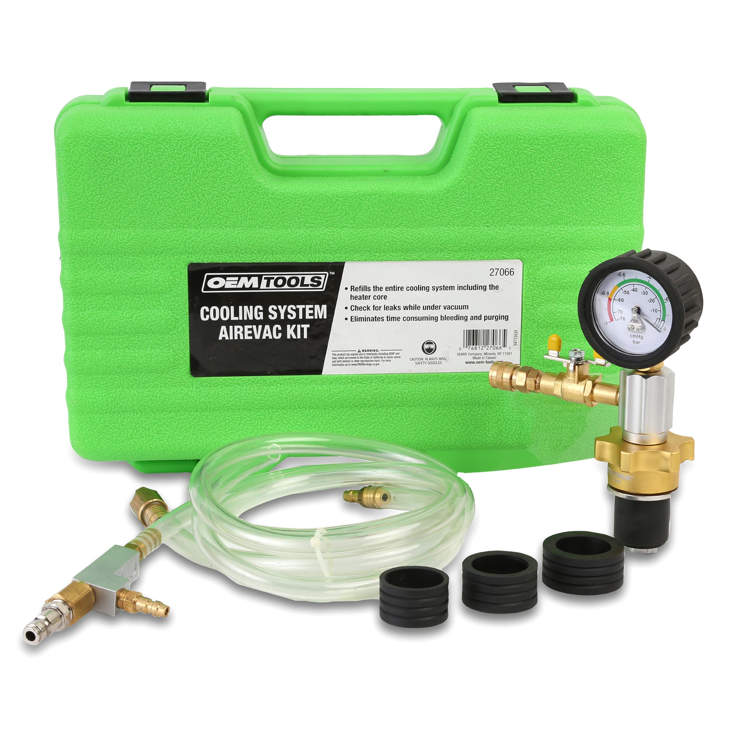 Oemtools 27066 Coolant System Refiller Kit, 3 Adapters | Remove Air Trapped In Cooling System, Test Radiator And Heating Core Li