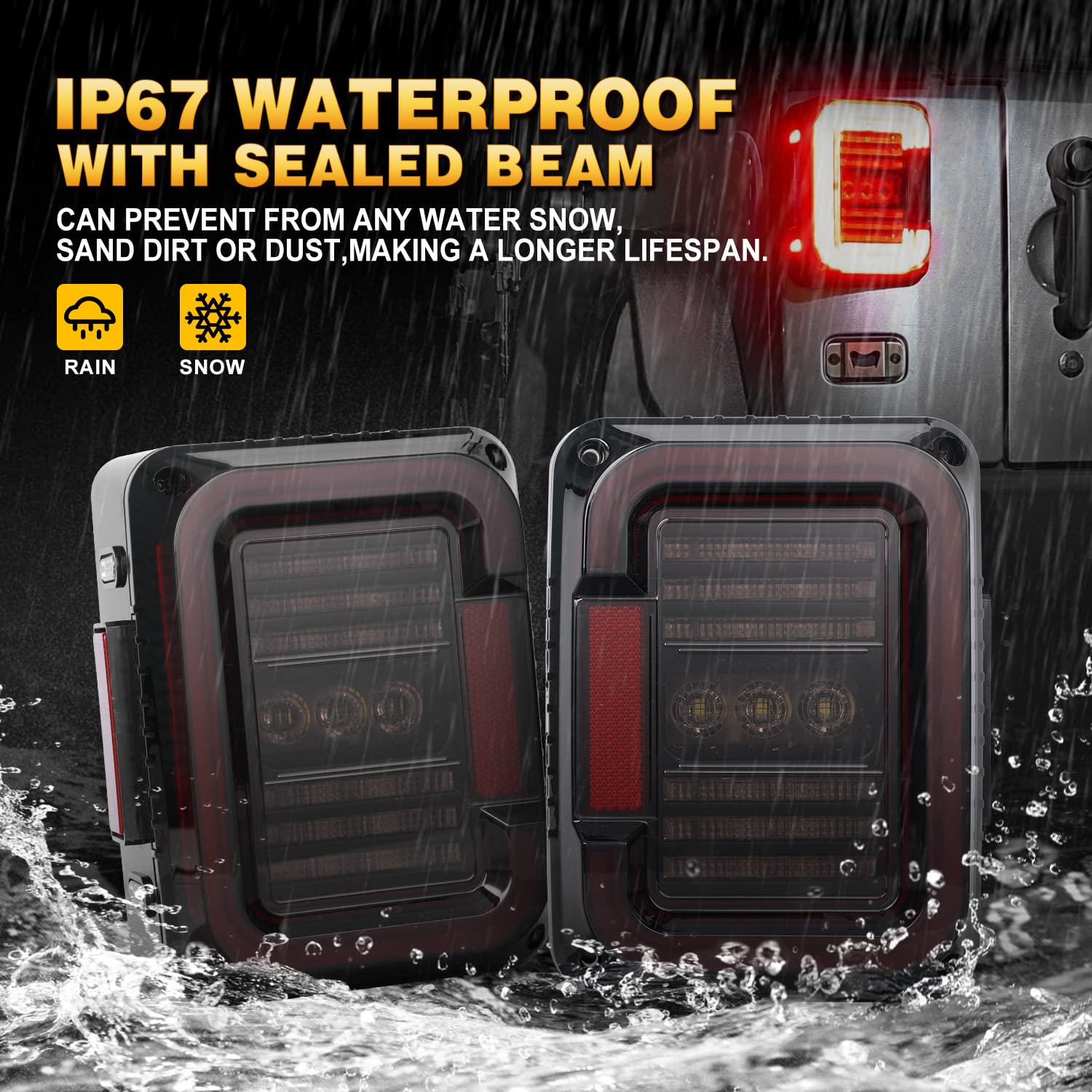 Dot Approved Smoke Lens Led Tail Lights With 20W Reverse Lights For 2007-2017 Jeep Wrangler Jk&Jku Brake Reverse Light Rear Back