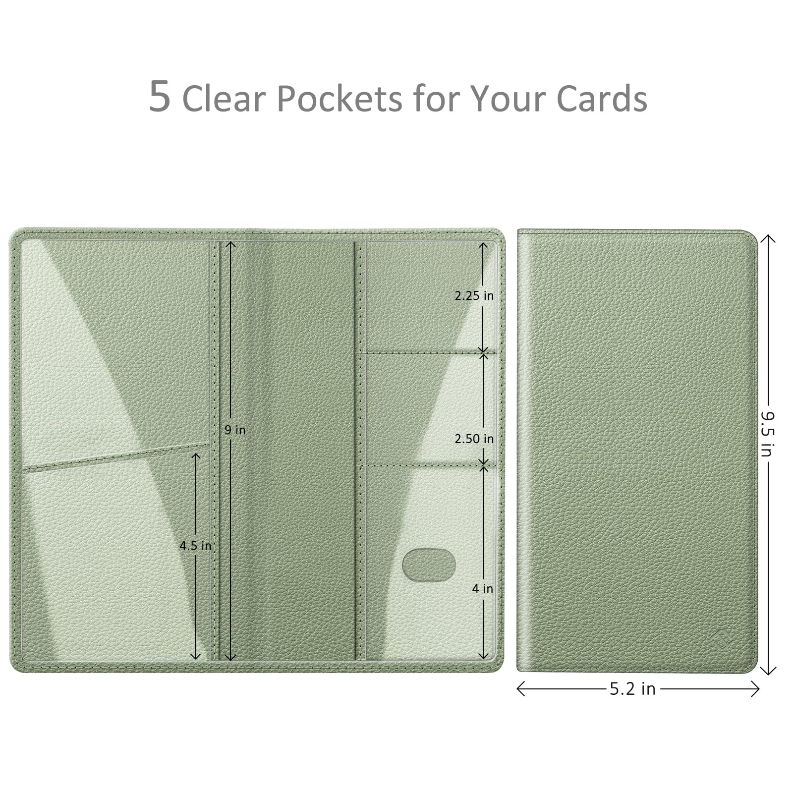 Finpac Car Registration And Insurance Card Holder, Vehicle Glove Box Card Organizer Wallet, Automobile Accessories For Documents, License, Sage Green