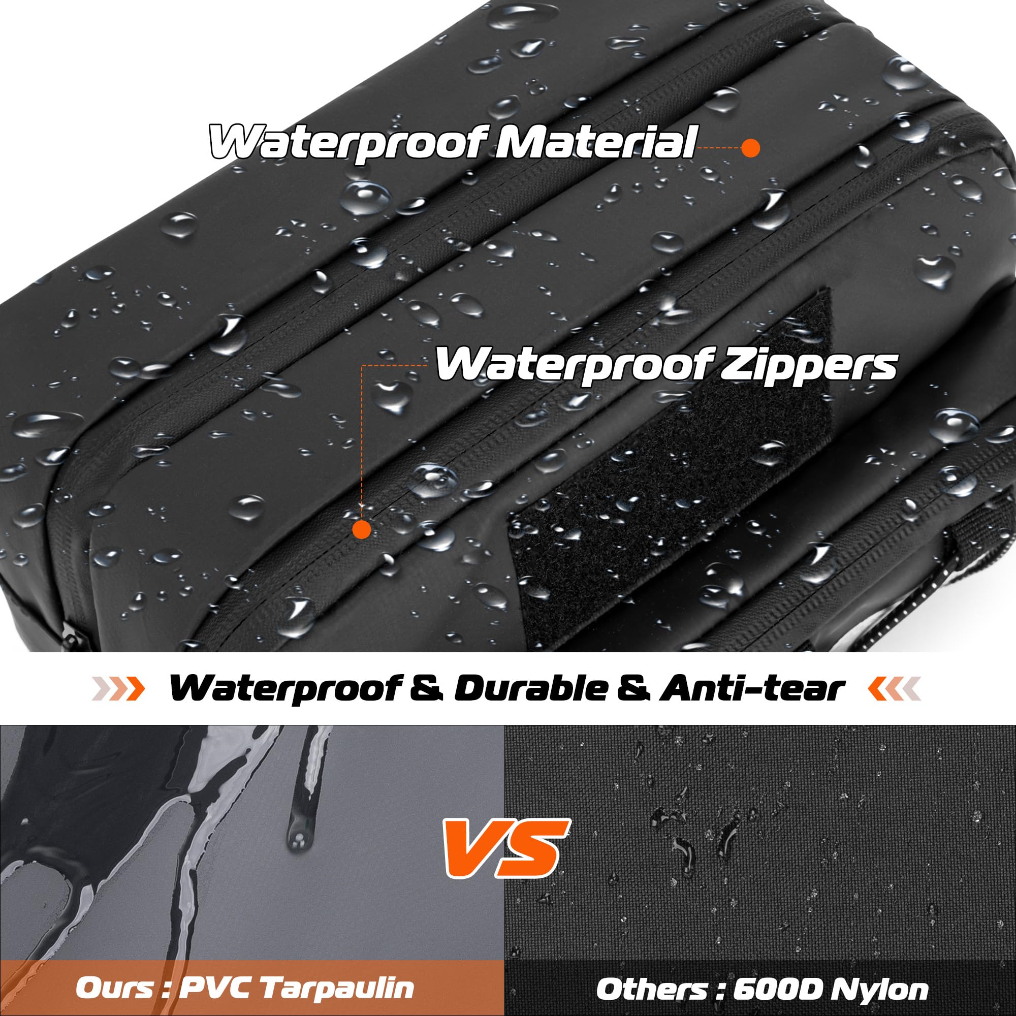 Hodrant Double-Layer Motorcycle Handlebar Bag, Waterproof Bicycle Handlebar Bag With Usb Charge Hole & Shoulder Strap, Motorbike Storage Accessory Pouch For Cruiser Softail Dyna Sportsters, Bag Only