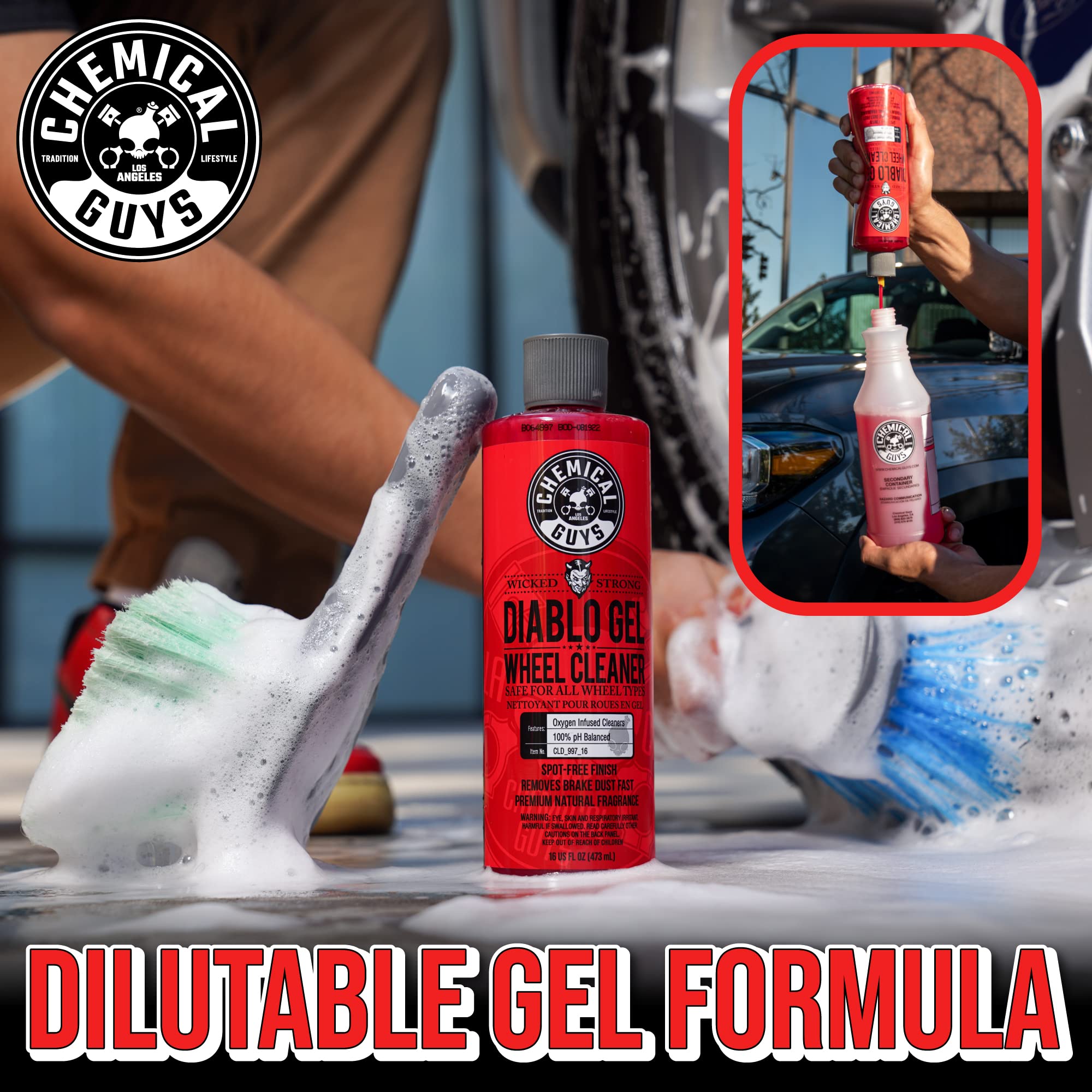 Chemical Guys Cld_997_16 Diablo Gel Oxygen Infused Foam Wheel And Rim Cleaner, Concentrated (Safe On All Wheel & Rim Finishes), For Cars, Trucks, Suvs, Motorcycles, Rvs & More 16 Fl Oz