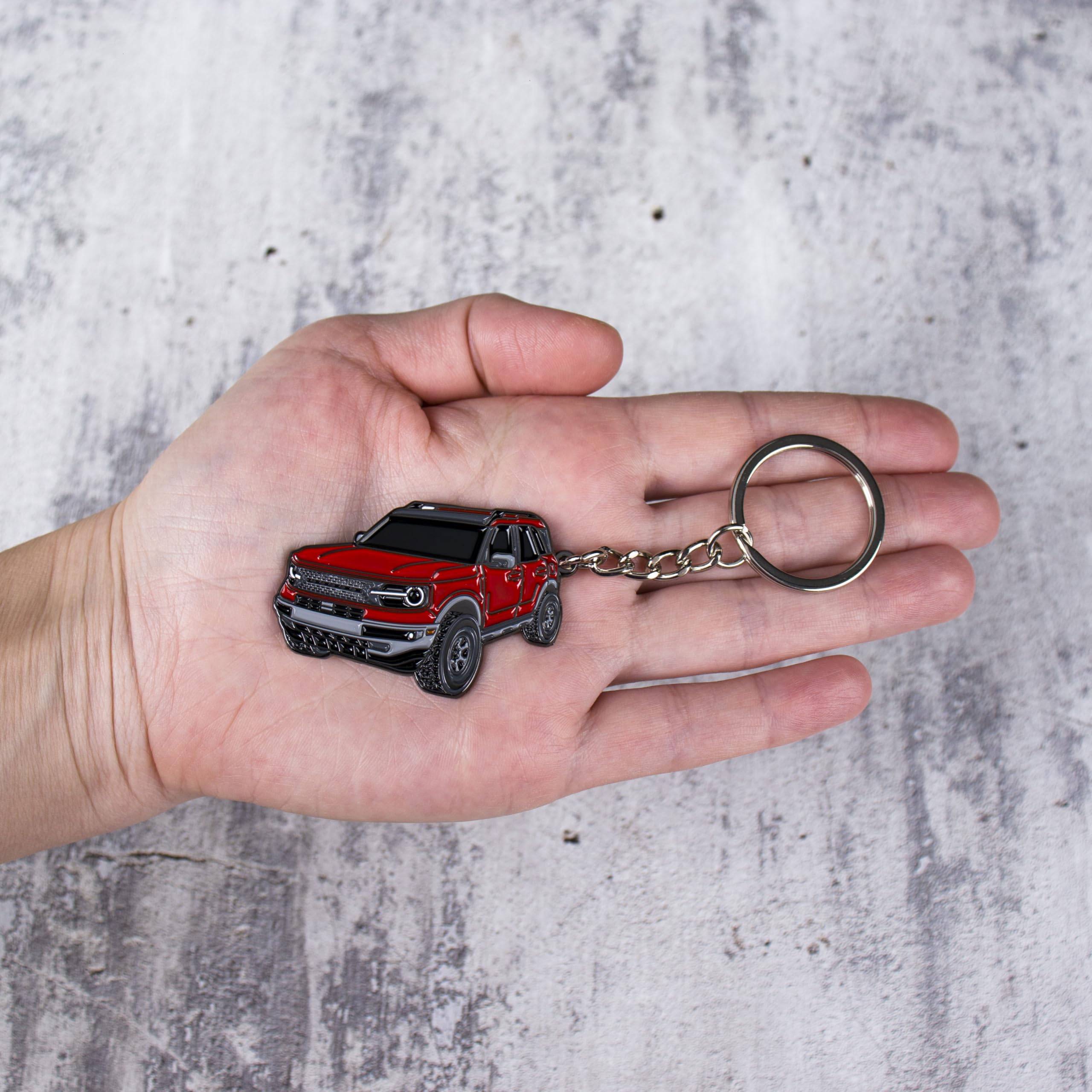 Four Wheel Beast Bronco Sport Keychain Compatible With Ford Bronco Accessories 2023 2024 4 Door Key Chain Fob Gift (Red)
