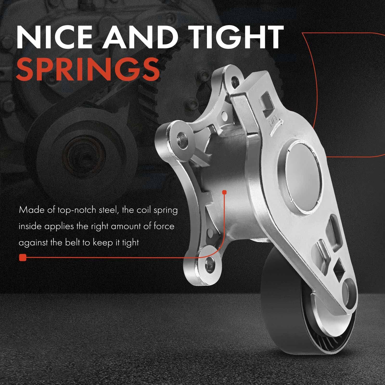 A-Premium Belt Tensioner Assembly with Pulley Compatible with Ford Explorer Edge Flex Fusion Taurus & Lincoln MKS MKT MKX MKZ &