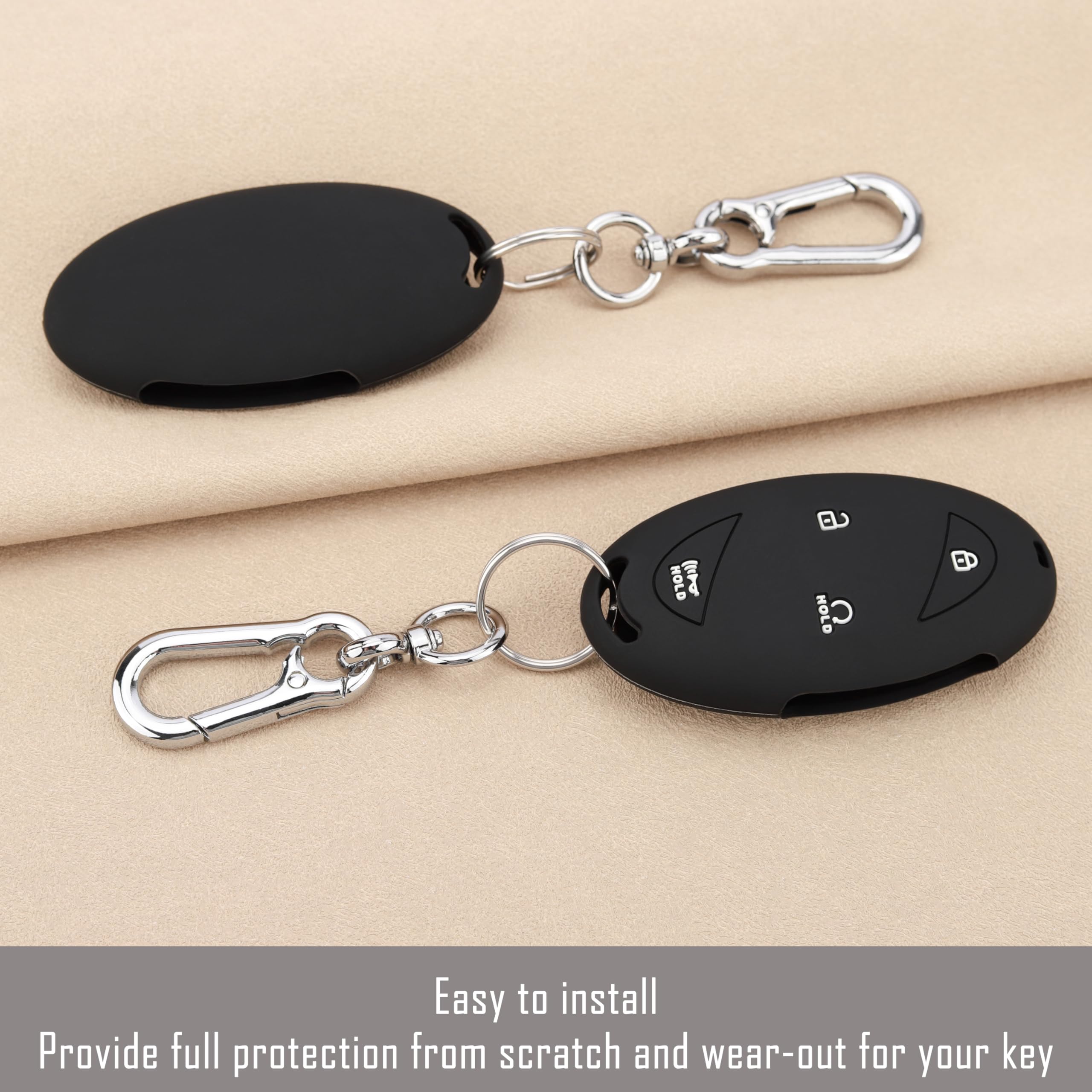 TANDRIVE Key Fob Cover for Hyundai 2025 2024 Tucson Elantra Santa Fe Kona Sonata IONIQ, 4 5 7-Button, Silicone, 2-Pack, Black an