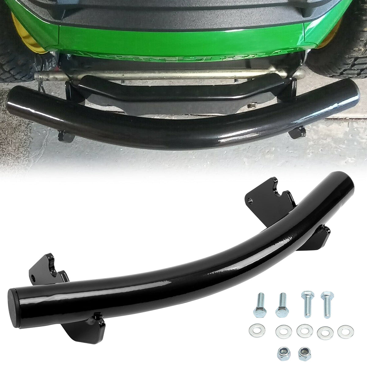 Ecotric Front Bumper Guard Protector Compatible With John Deere X300, X304, X310, X320, X324, X350, X360, X300R, X500, X520, X530, X534, X540 Garden Lawn Mower Tractor Gurad For Bm23056 Steel Black