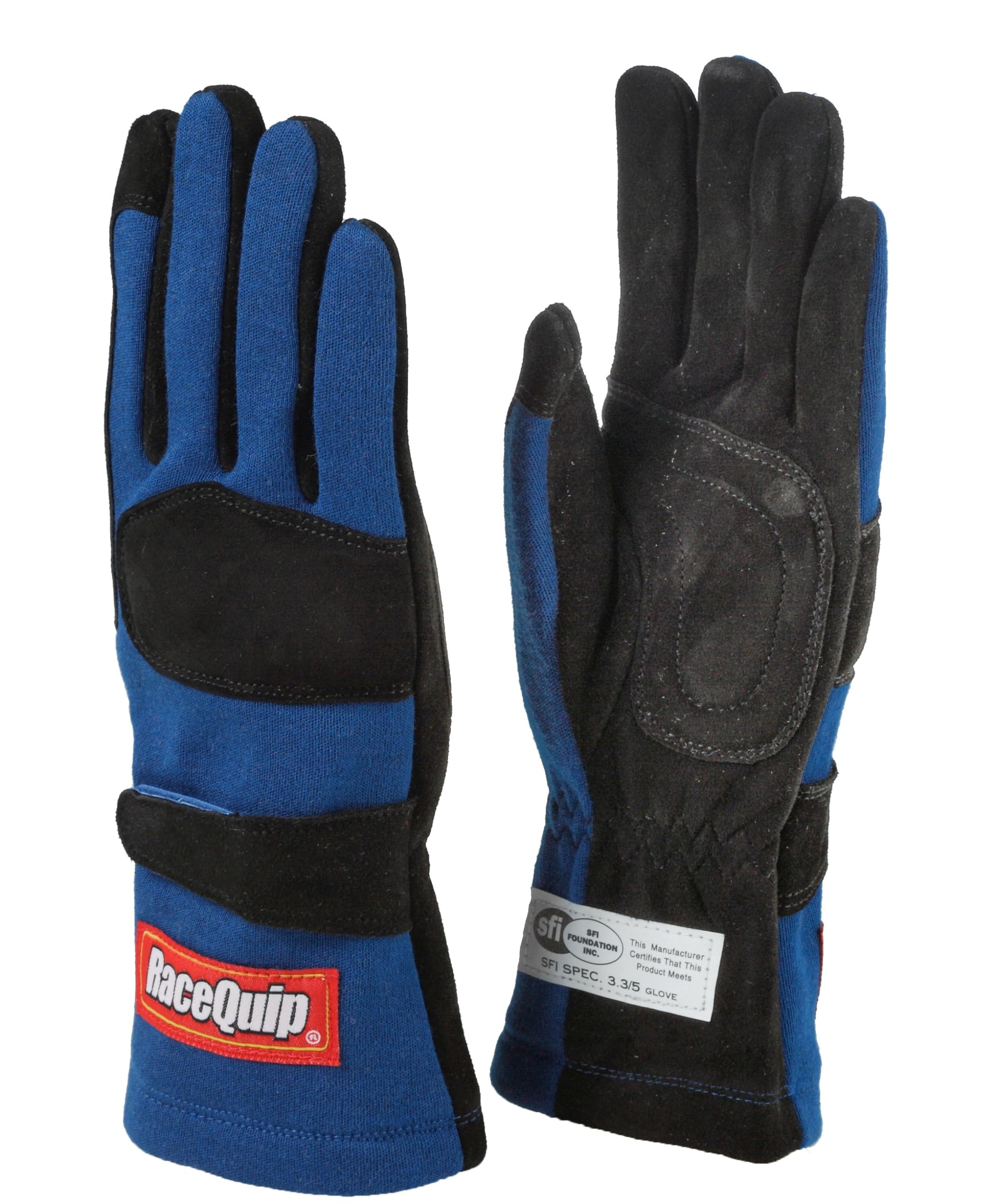 Racequip Race Gloves 355 Series 2 Layer Nomex Sfi 3.3/5 Certified Blue Large 355025