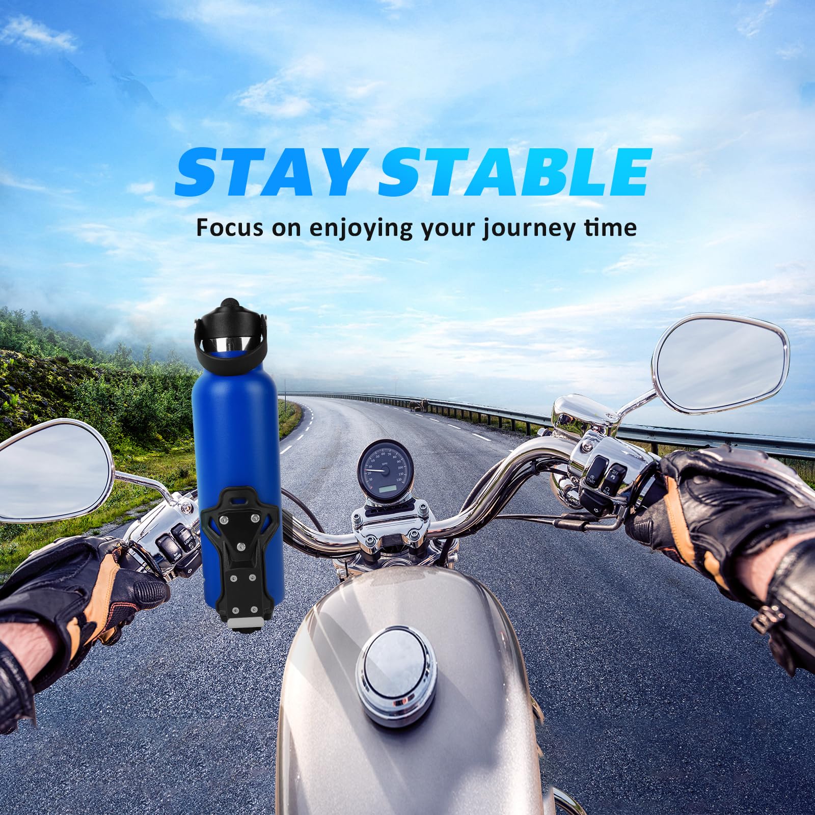 Upgraded Motorcycle ATV Cup Holder Anti Theft, Extra Large Bike Water Bottle Holder 1.95 - 3.6 inch Universal Size, Drink Holder