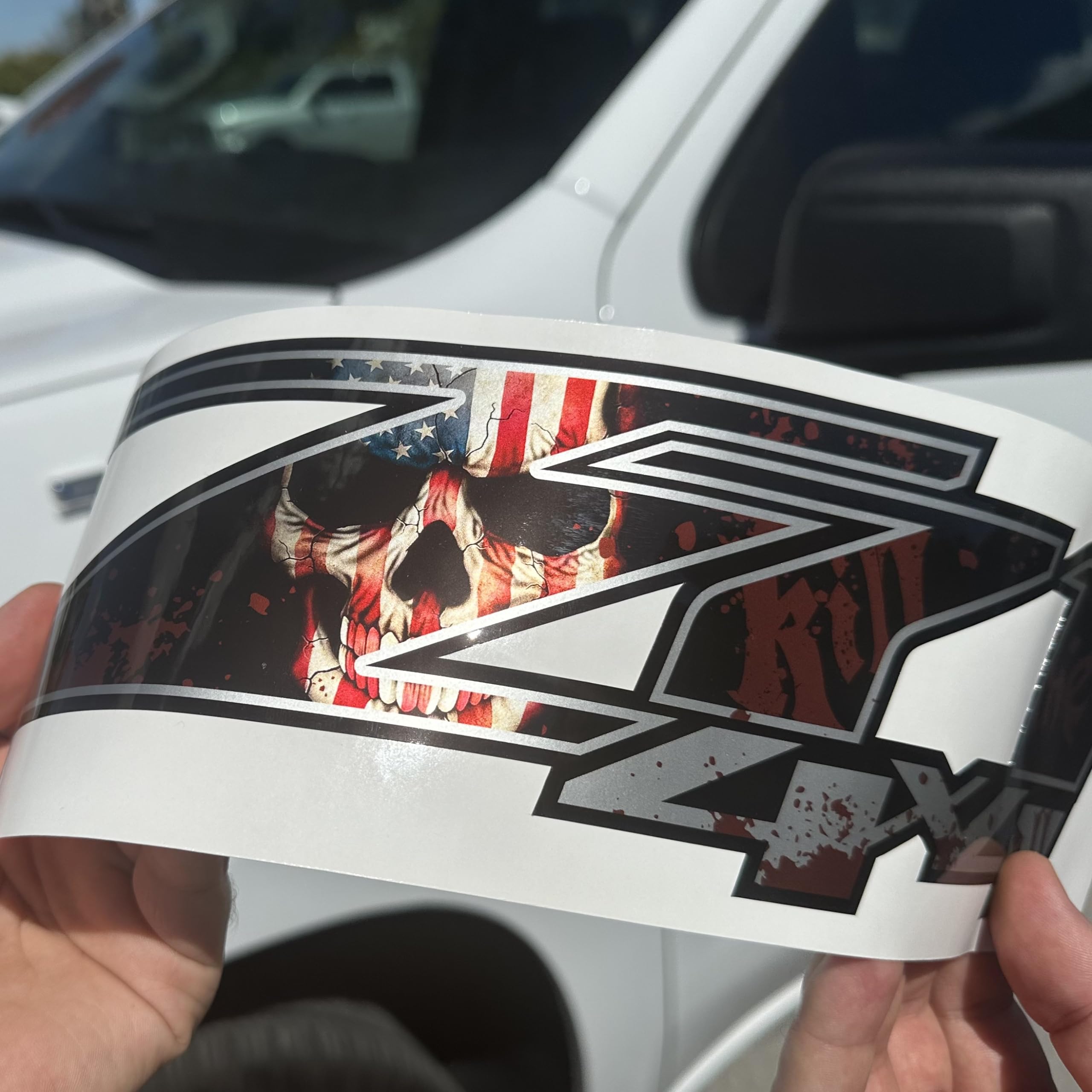 Chevy Silverado Z71 4X4 Decals Stickers (Dimensions 12.5'' X 4'') - F (2007-2013) Bed Side 1500 2500 Hd (Set Of 2) (Skull#2 Glos