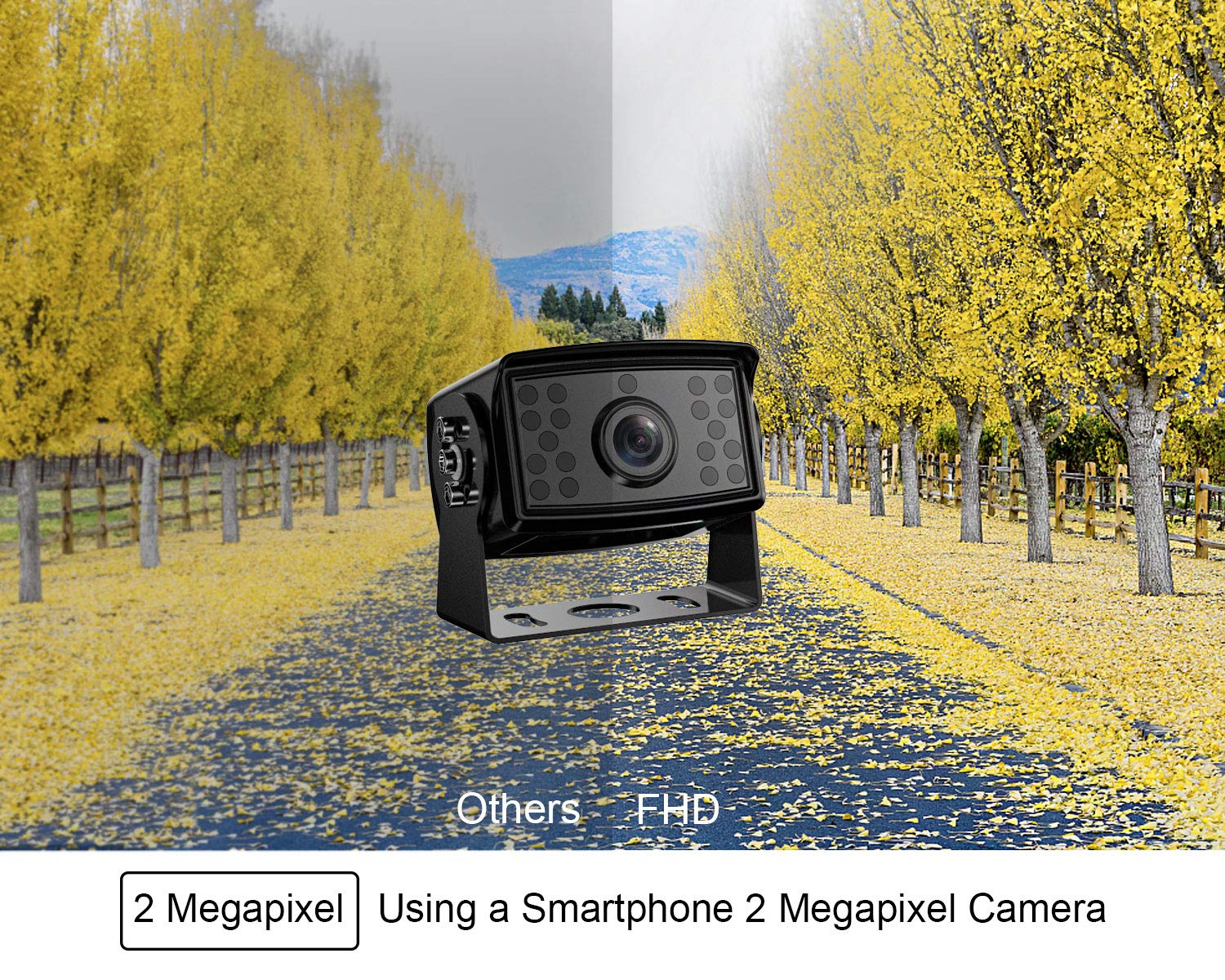 Fookoo ? 7'' 1080P Wired Backup Camera System, 7-Inch Hd Dual Split Screen Monitor W/Recording Ip69 Waterproof Front/Rear View C