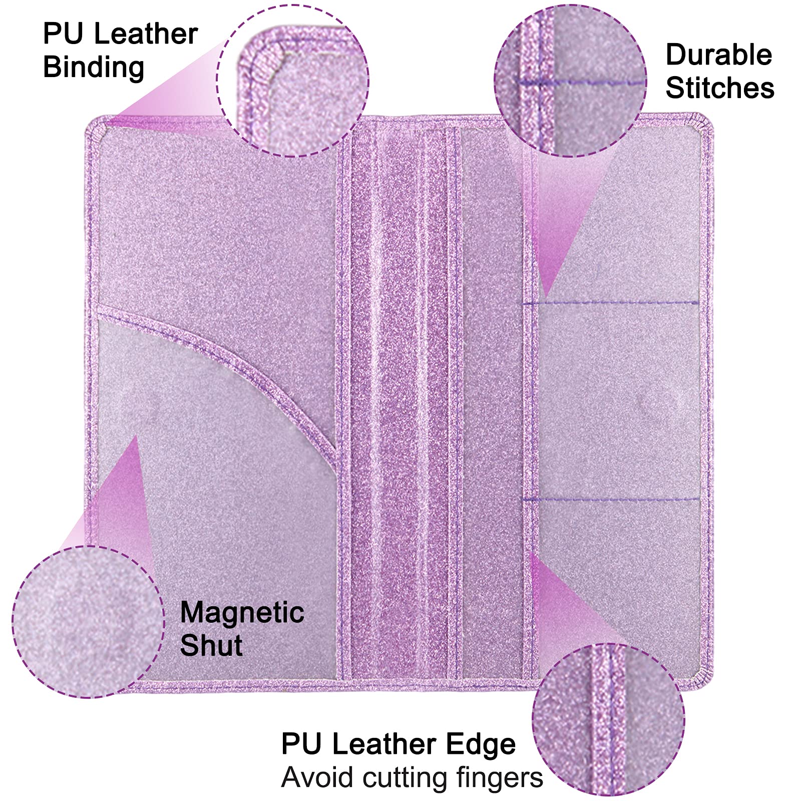Car Registration And Insurance Holder, Premium Bling Leather Insurance And Registration Holder,Vehicle Glove Box Car Organizer,Wallet Accessories Case With Magnetic Shut For Cards, Essential Document, Driver License (Purple)