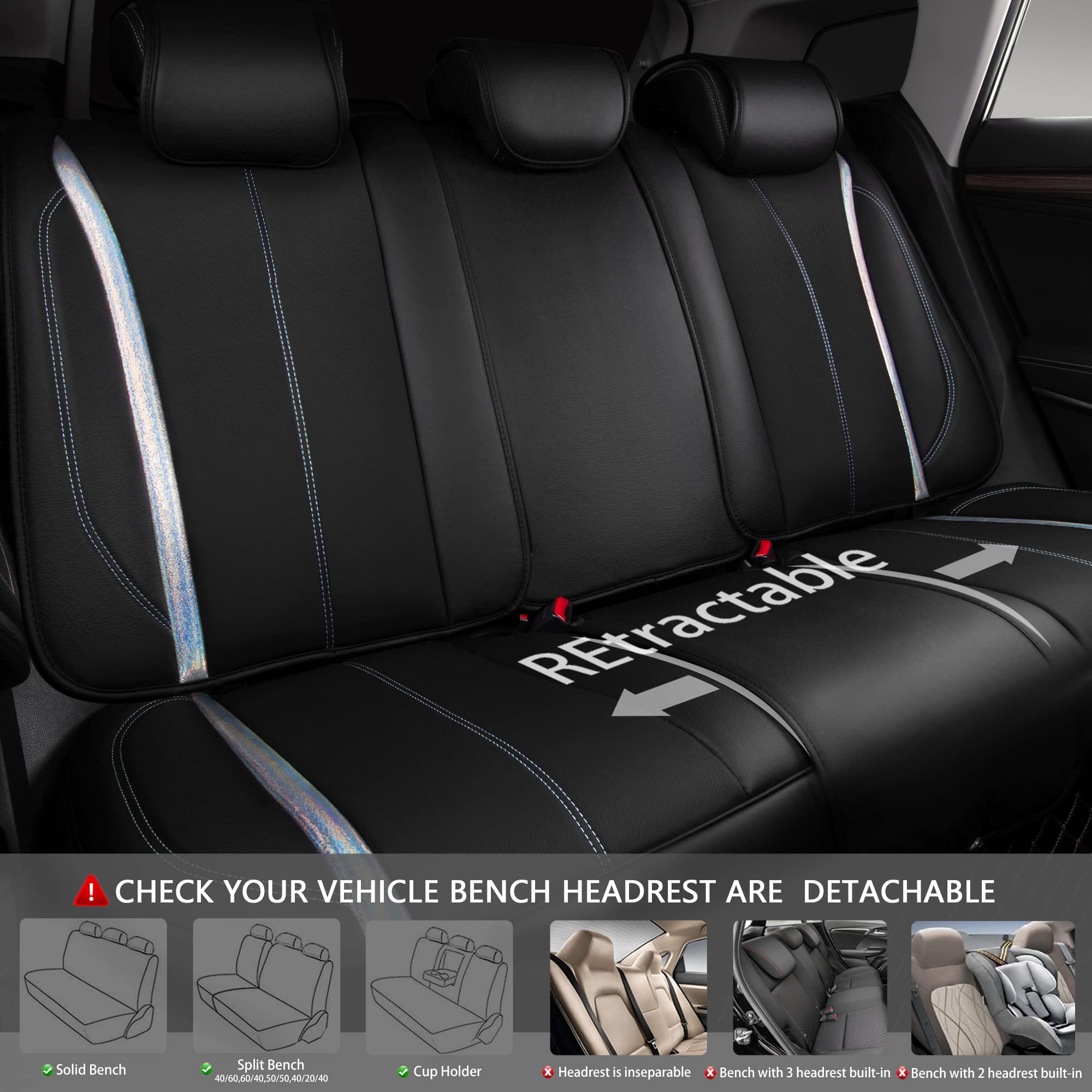 Car Pass Nappa Leather Seat Covers, Waterproof Durable Universal Fit For Women Girly Suv Truck,Anti-Slip Driver Seat Cover With