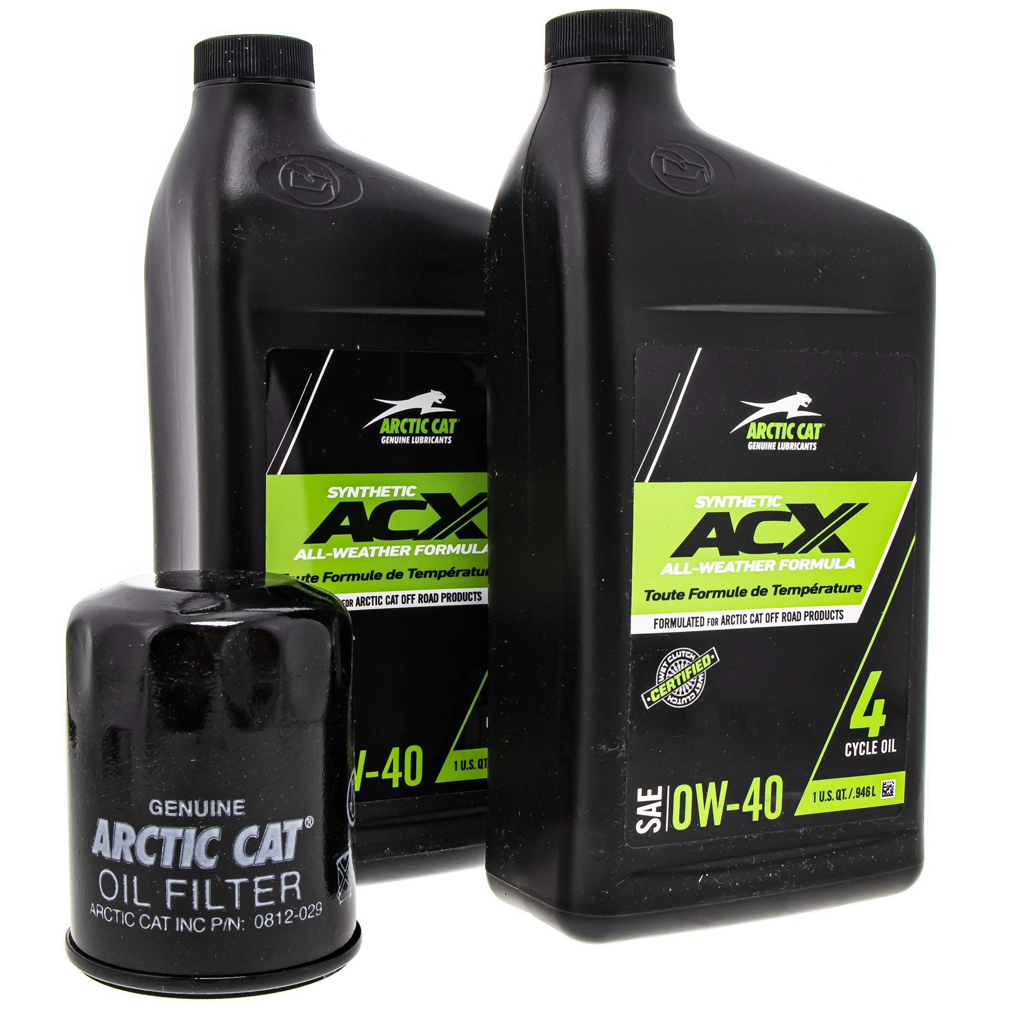 Arctic Cat 2436-851 Acx 0W-40 Synthetic 2 Quart Oil Change Kit For Alterra Prowler