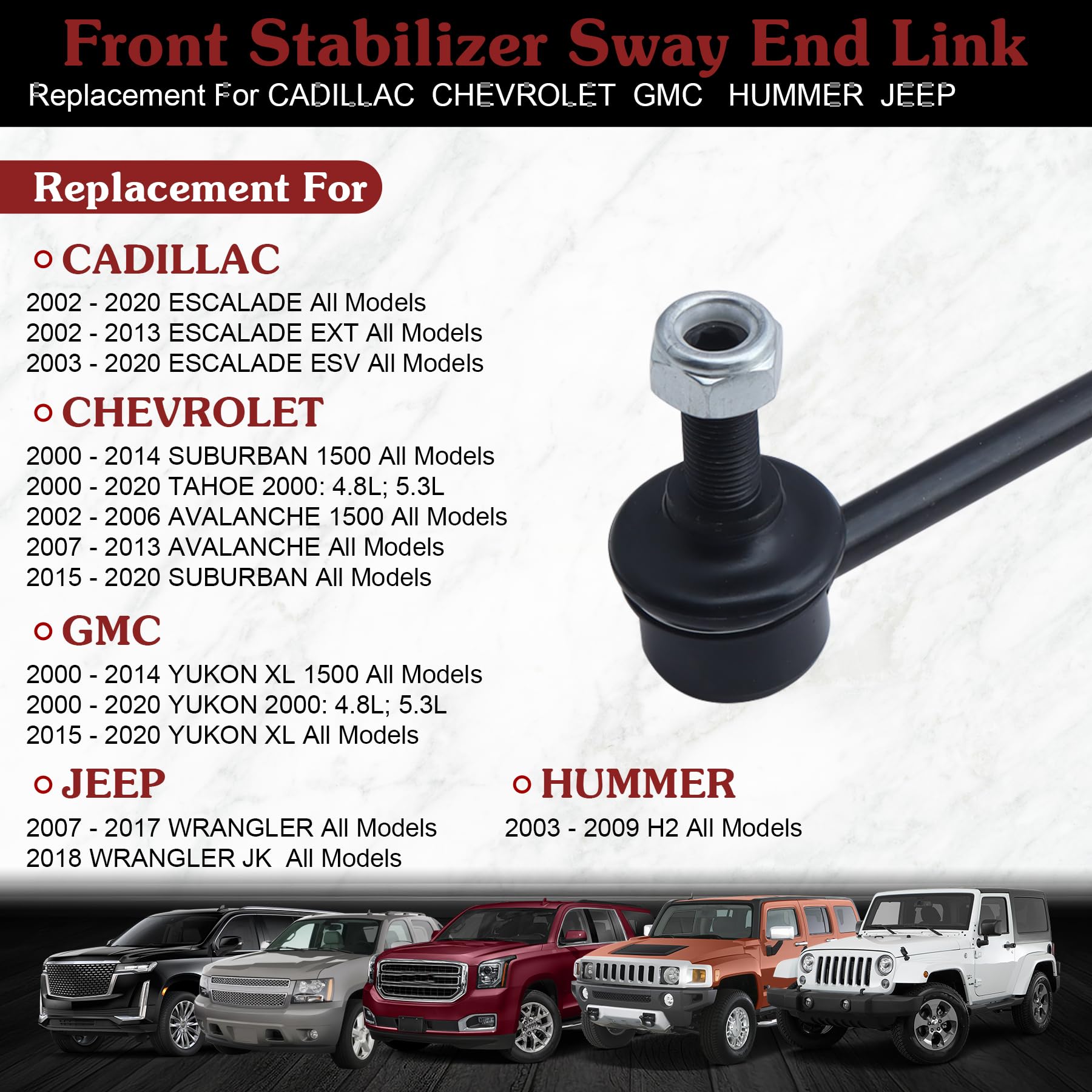Stiueoav K6700 Sway Bar Link - Rear Stabilizer End Link Compatible With 2002-2020 Escalade?2002-2013 Avalanche?2000-2014 Suburba